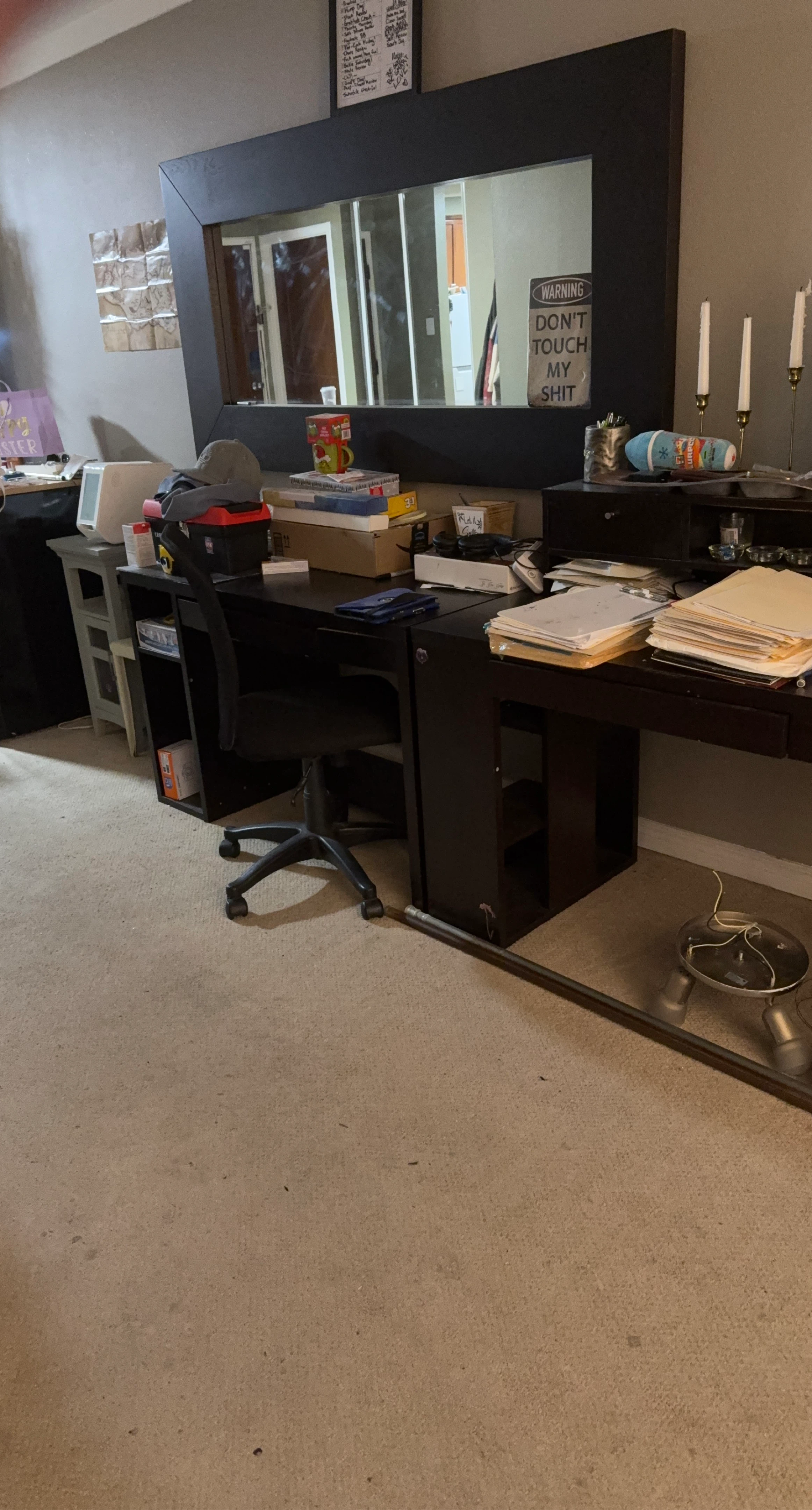 Black L-Shaped Office Desk with Chair