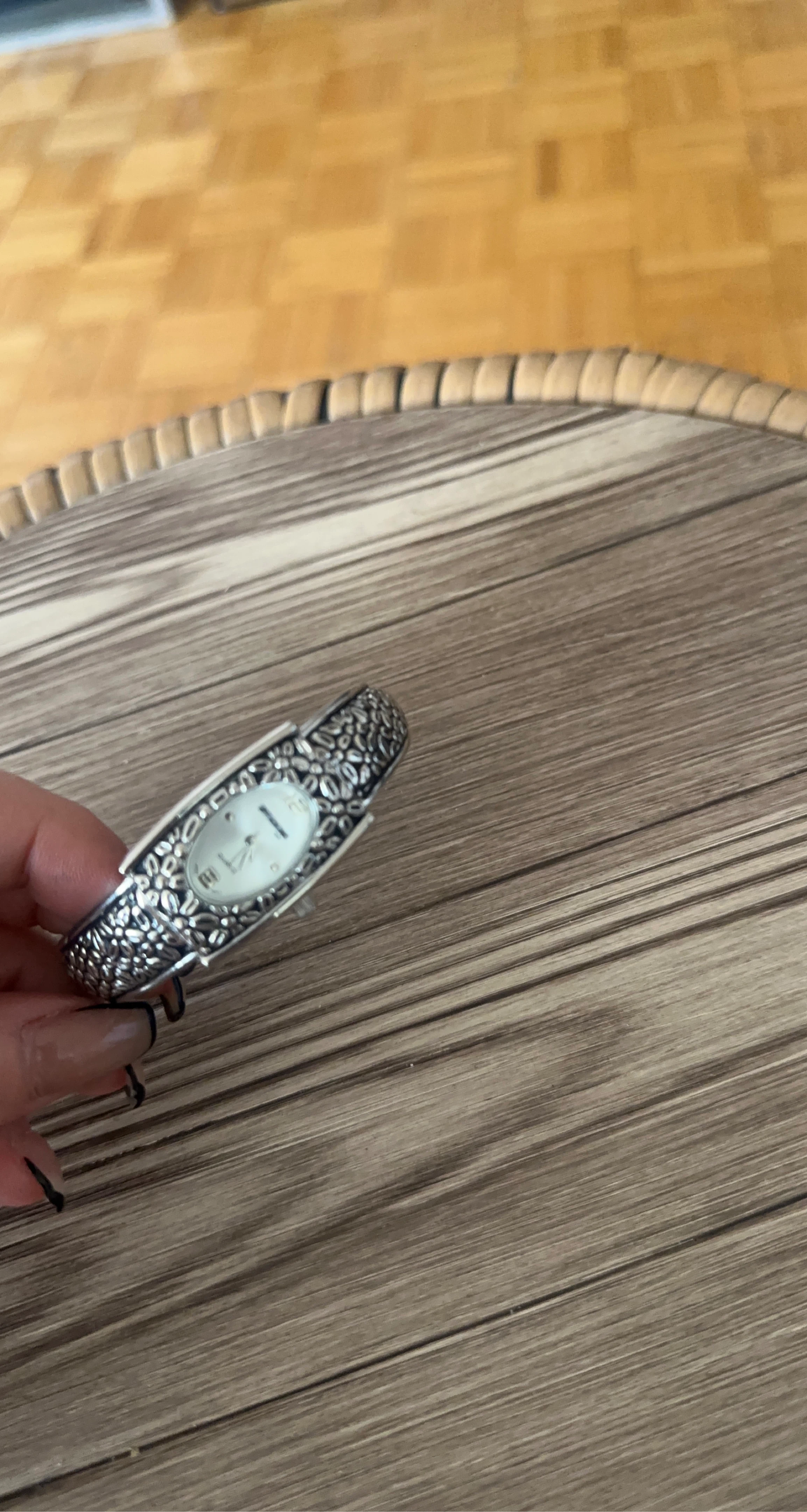 Fossil Women's Silver Tone Floral Bangle Watch