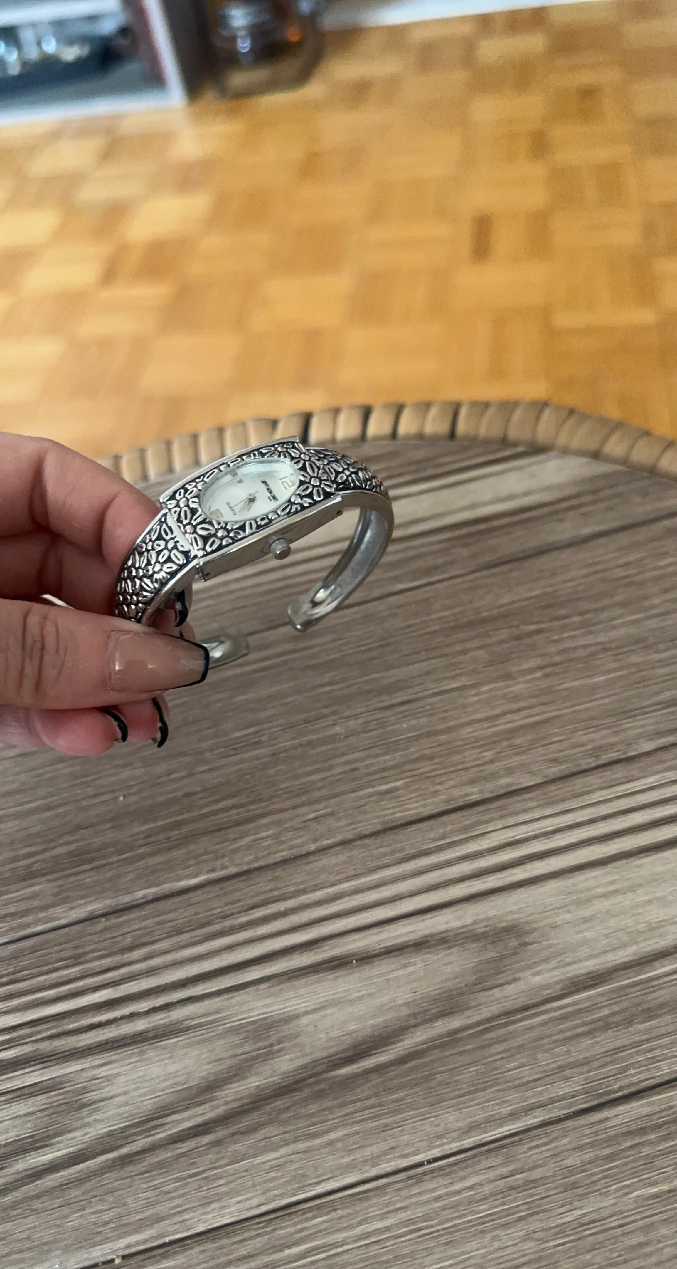 FOSSIL Silver Tone Oval Women's Bangle Watch