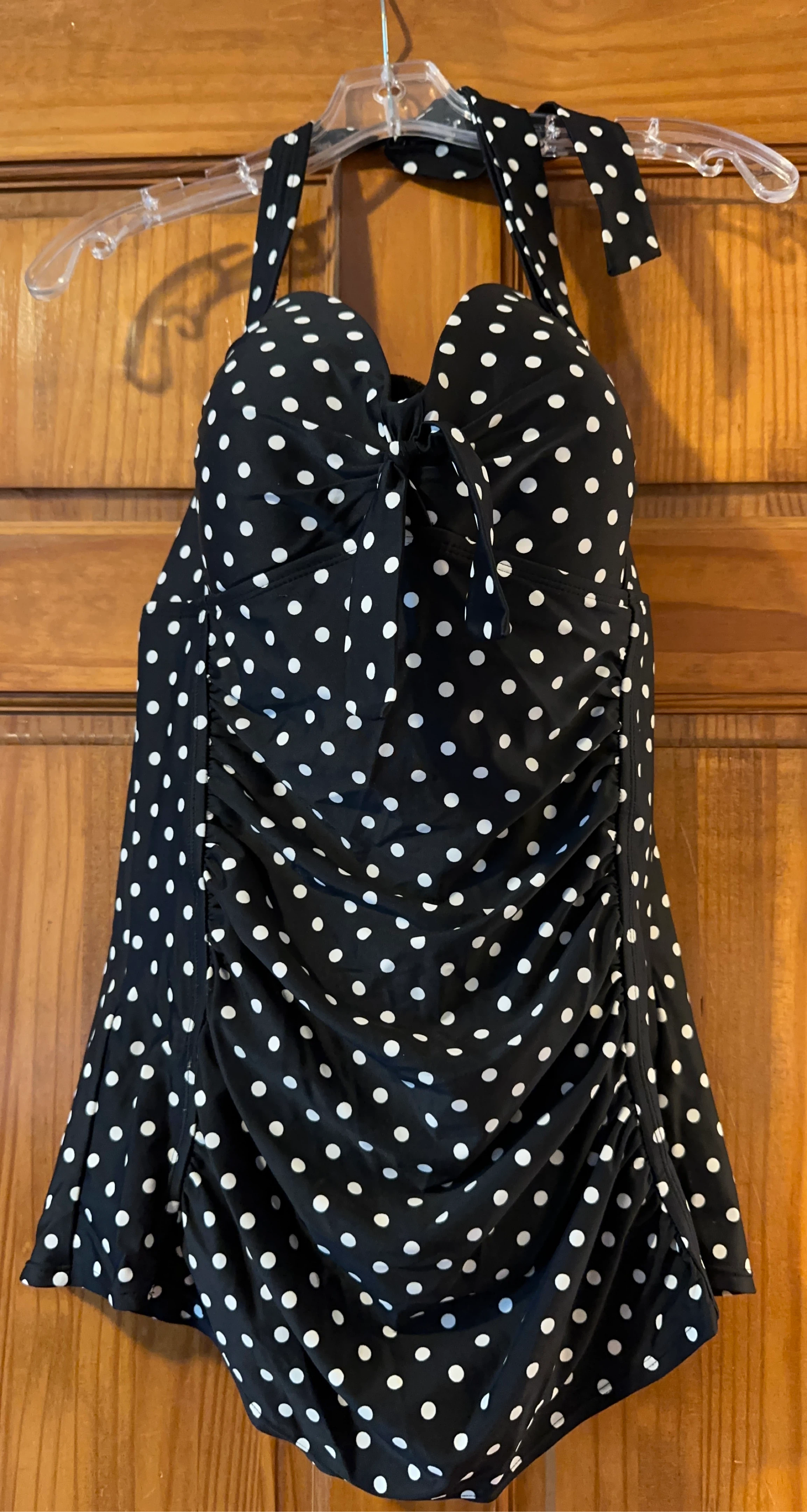 Black and White Polka Dot Halter Swimsuit