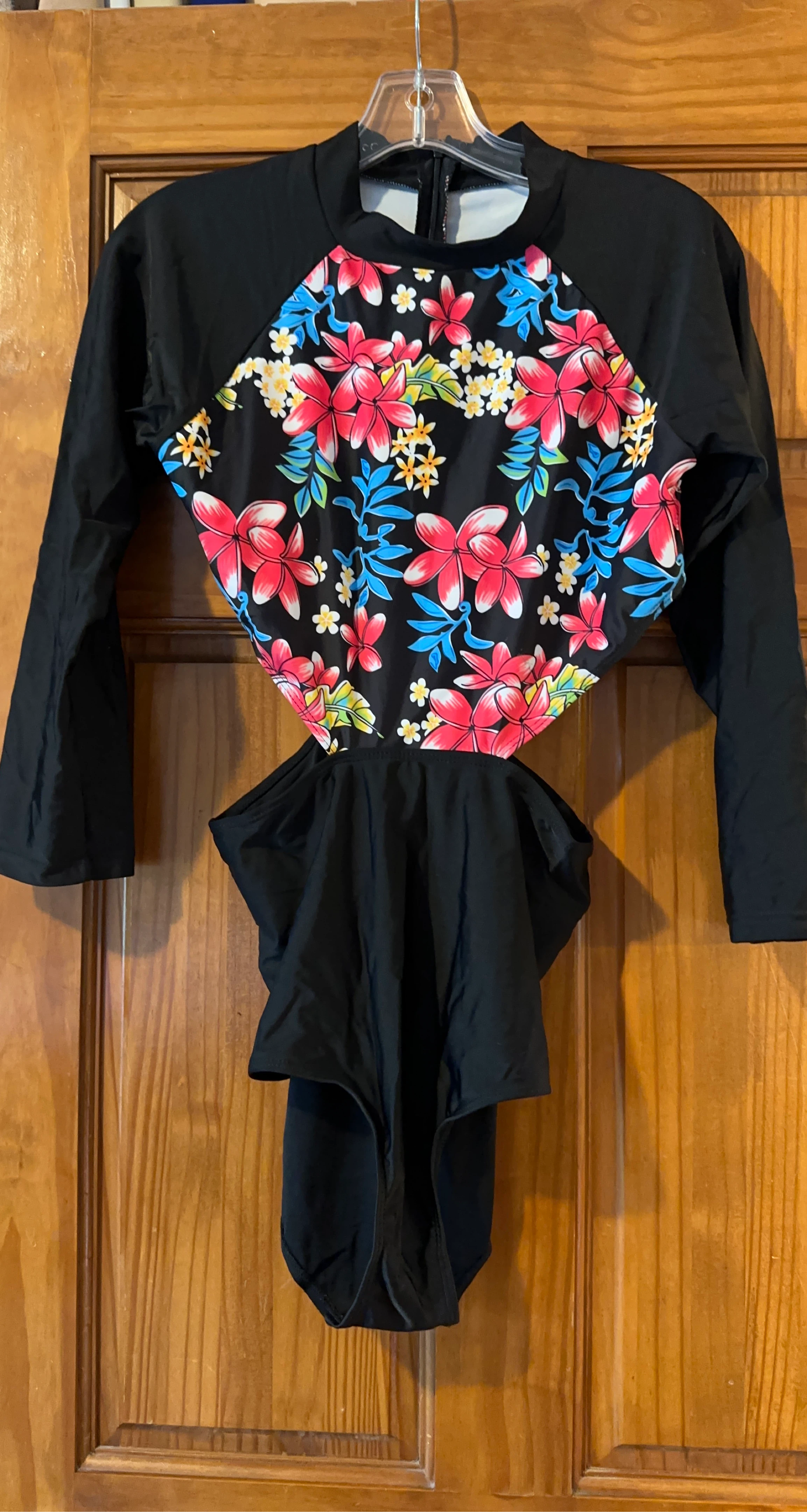 Long Sleeve Rash Guard Swimsuit Floral Print