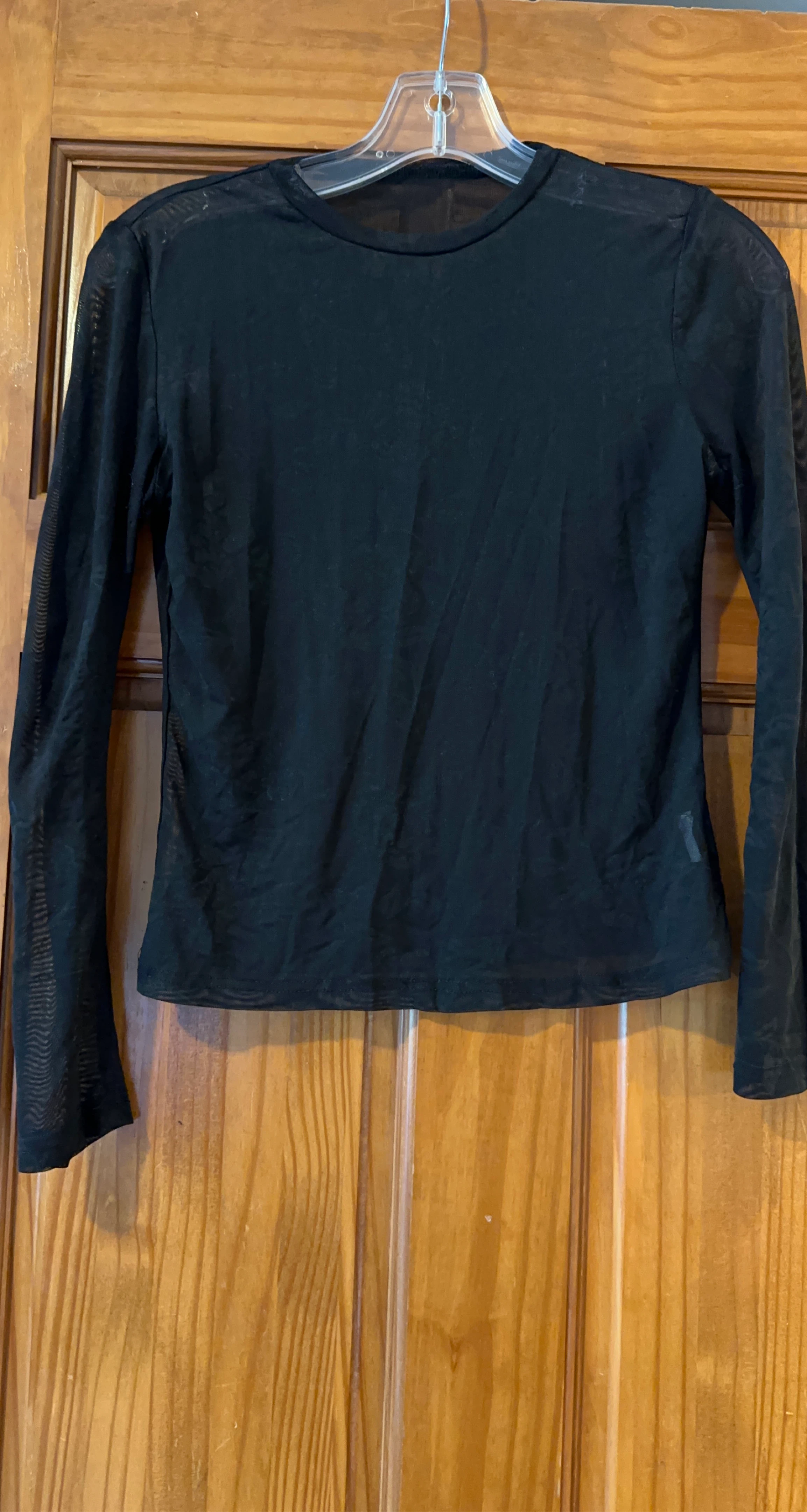 Black Mesh Floral Long Sleeve Top