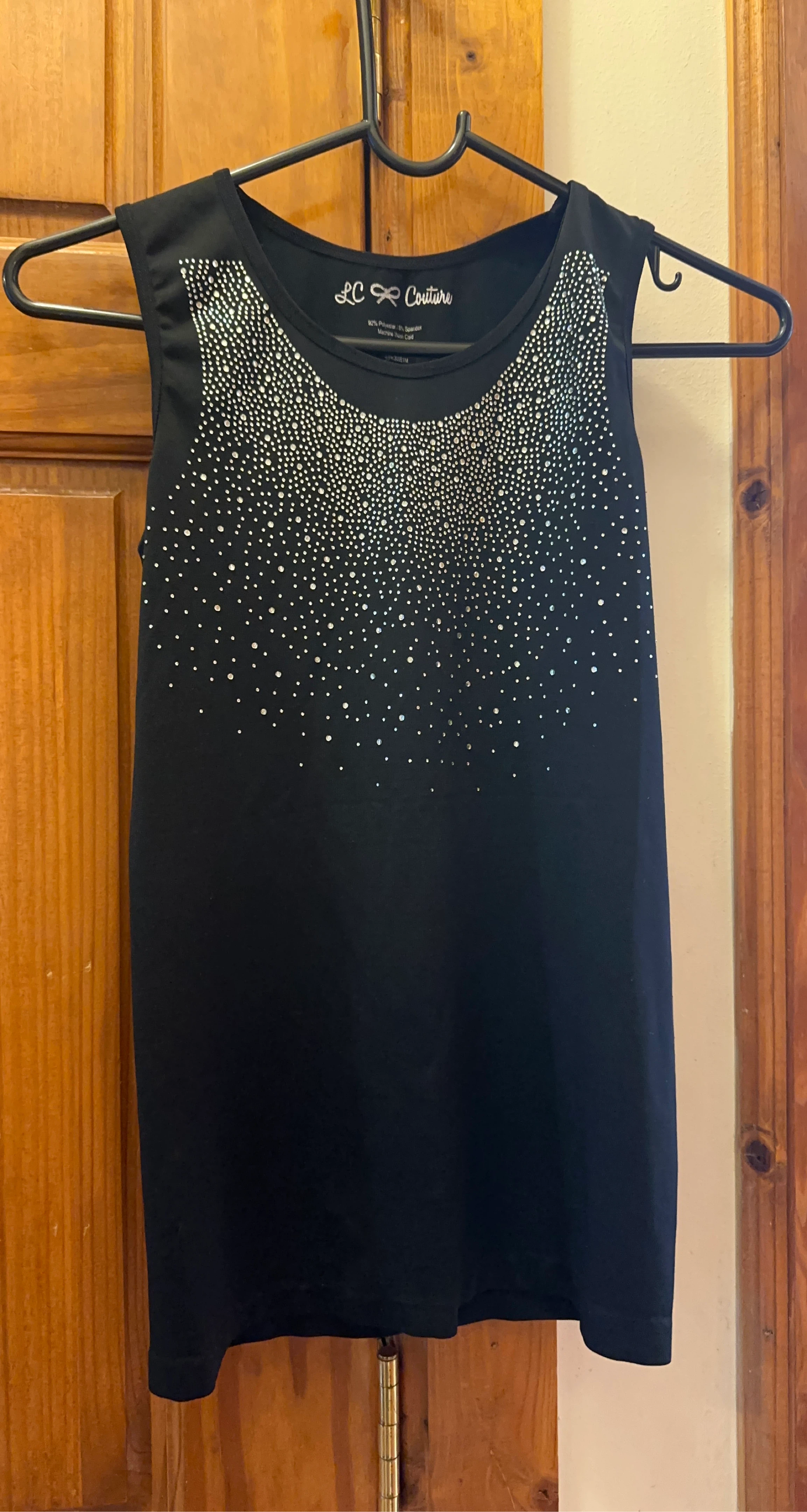 LC Couture Black Tank Top with Rhinestones Size M