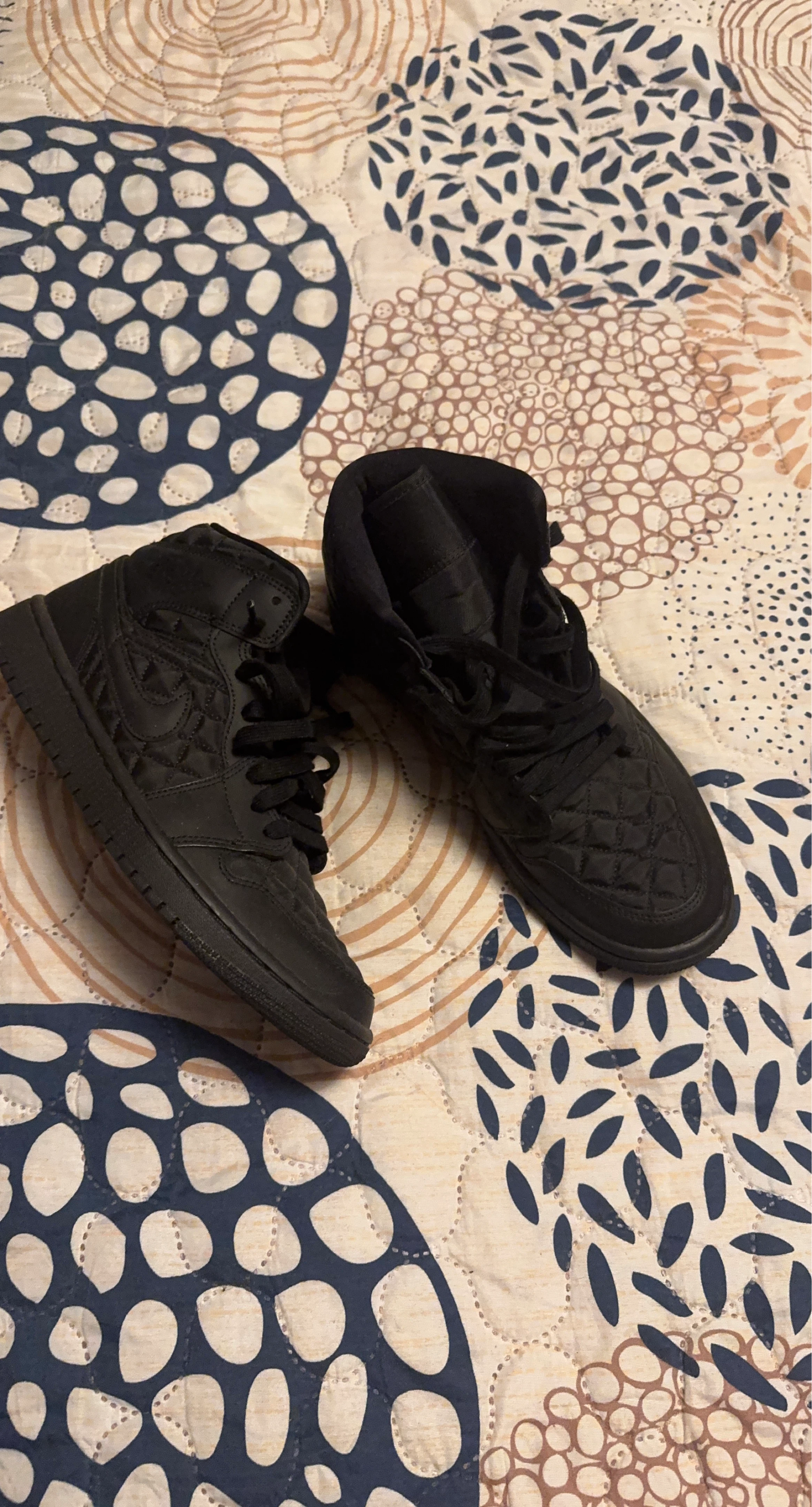 Air Jordan 1 High Black Quilted Sneakers