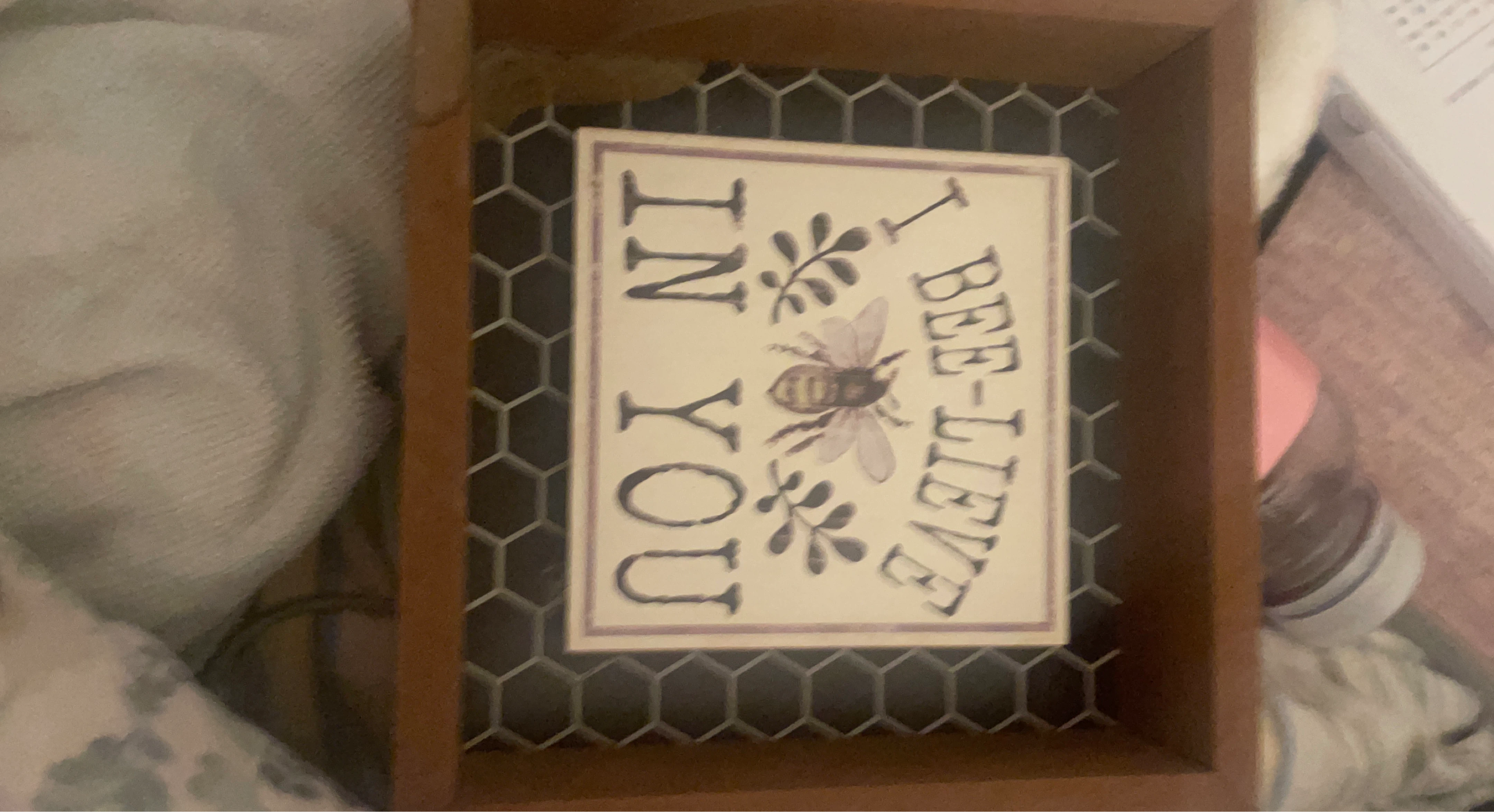 Decorative Wood Sign with Bee Design
