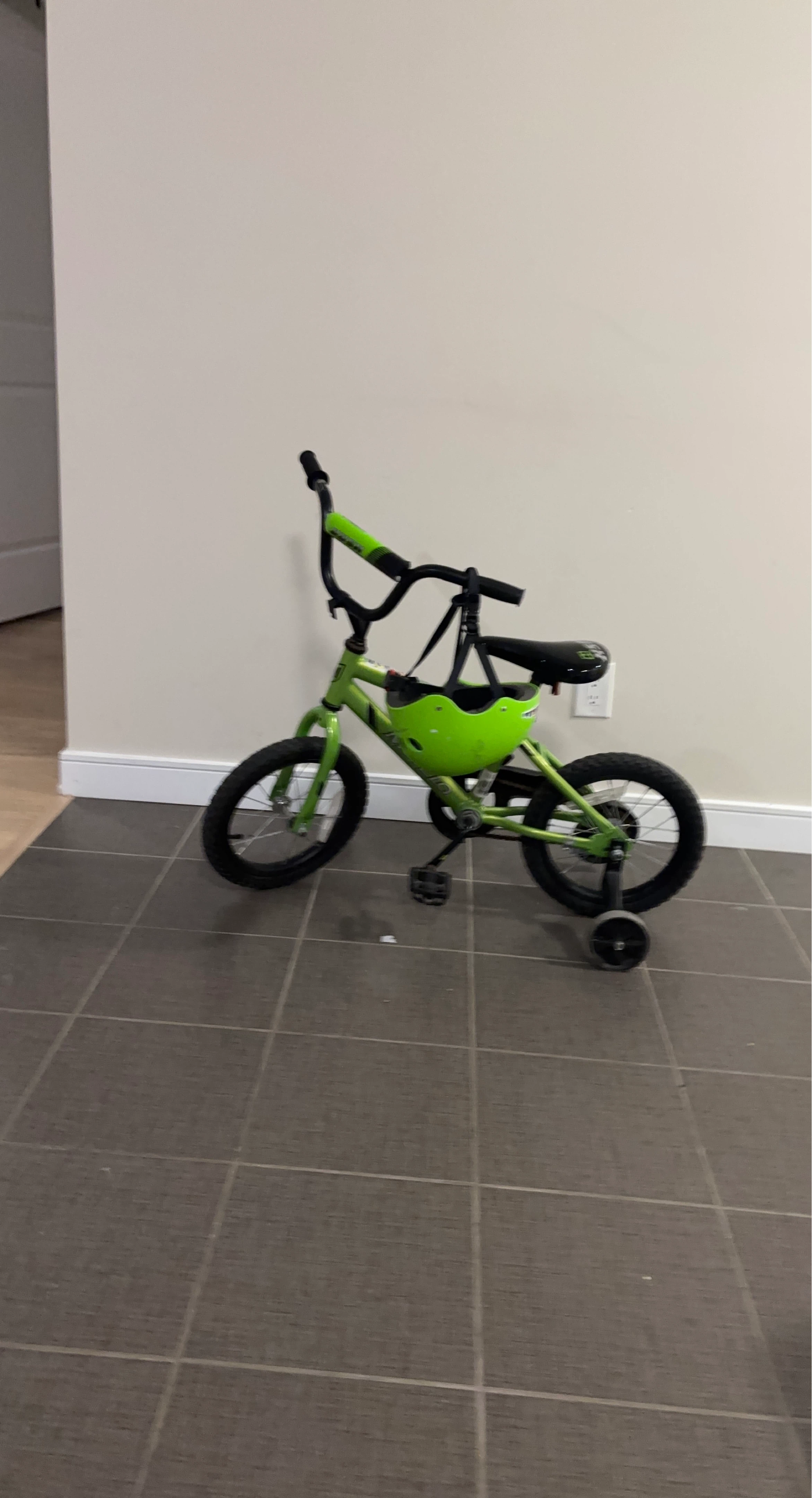 Kids Green Bicycle with Training Wheels