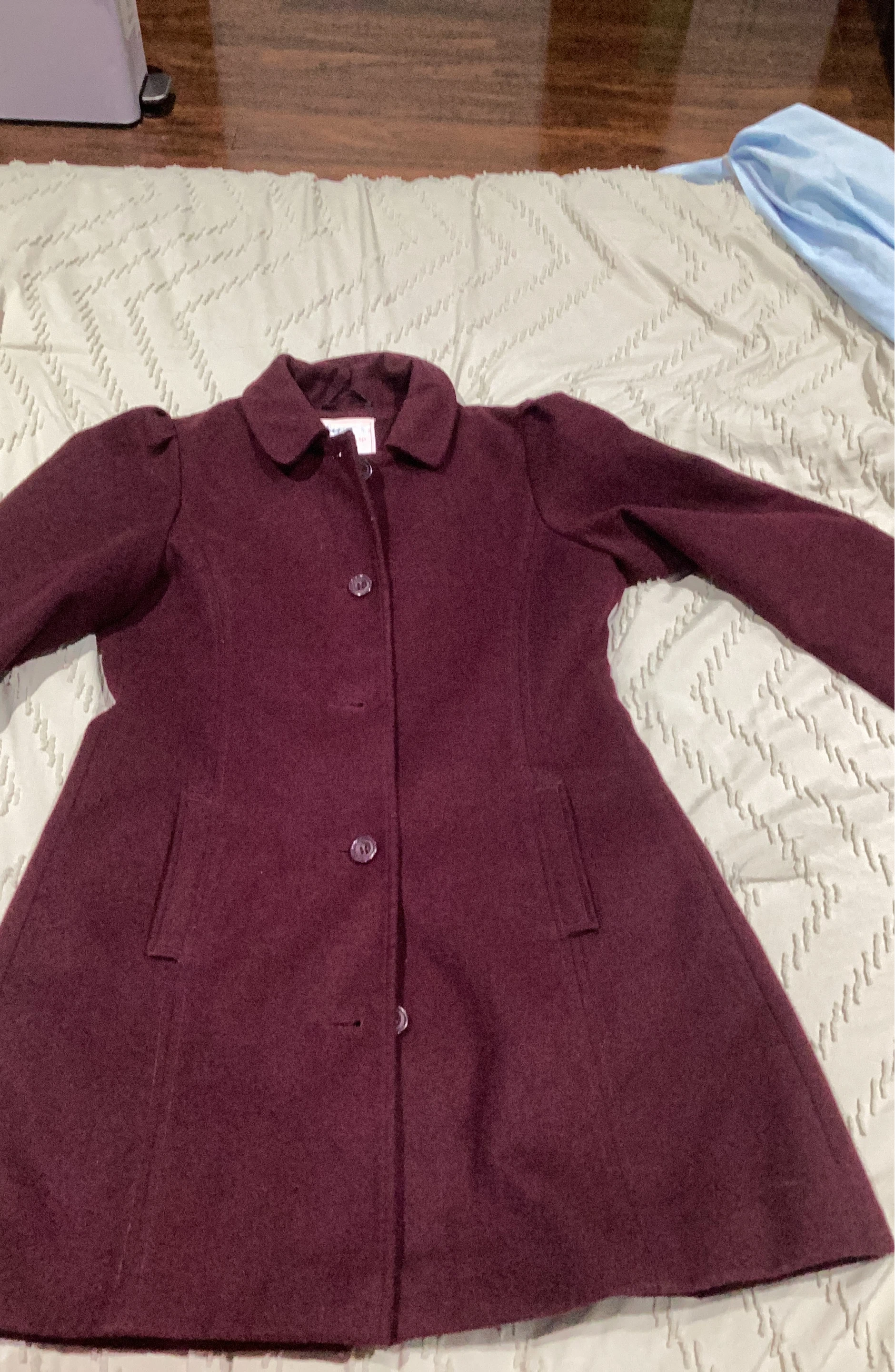 Kids Burgundy Wool Blend Coat