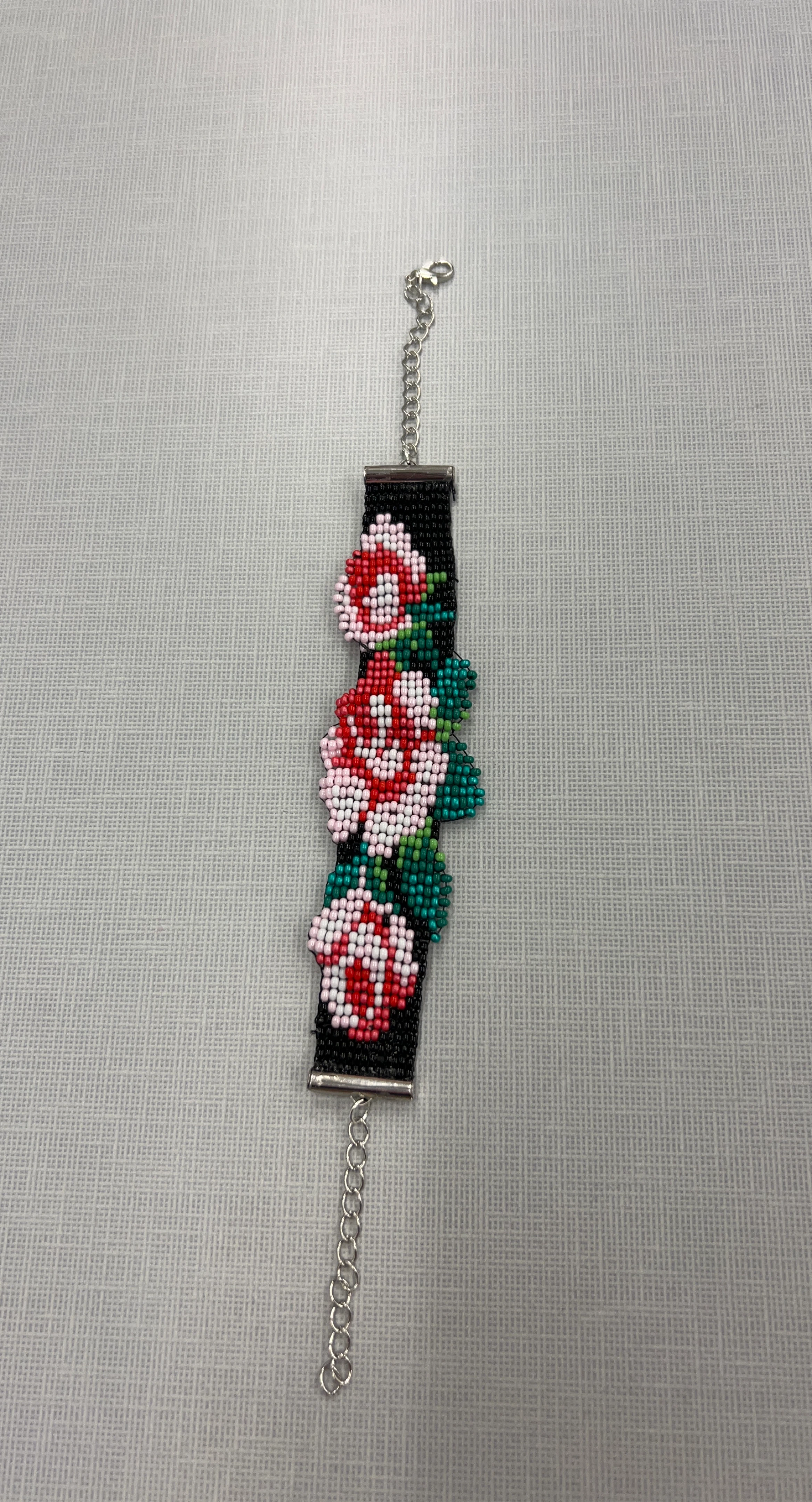 Beaded Bracelet with Rose Design