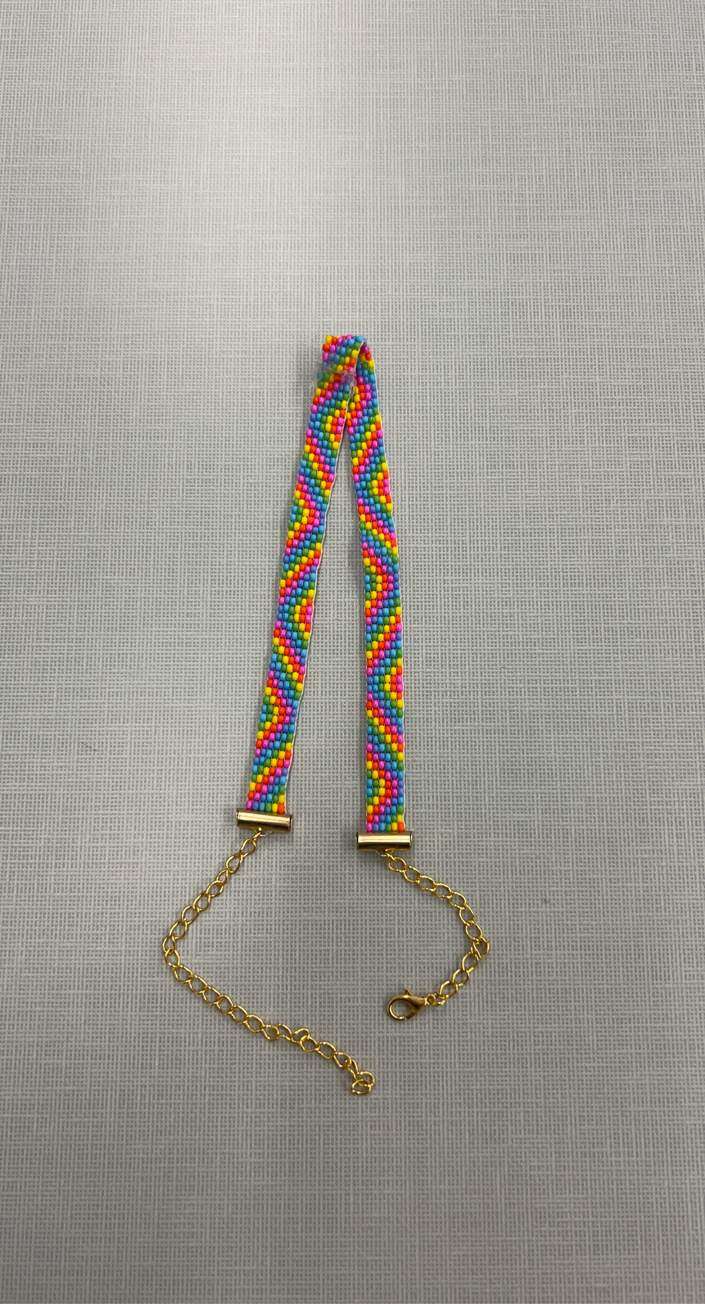 Beaded Rainbow chocker/bracelet with Gold Chain