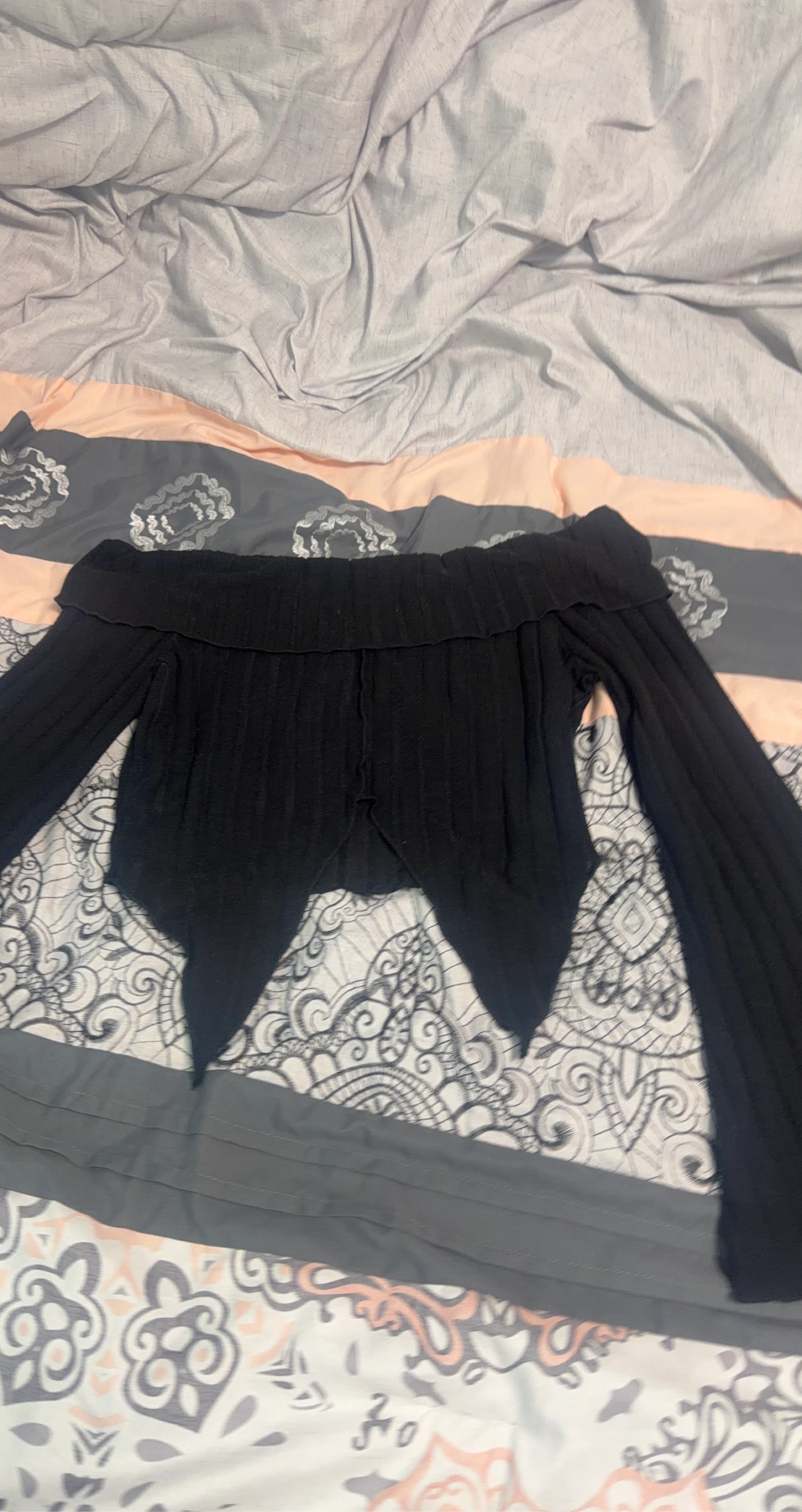 Black Off-the-Shoulder Ribbed Cropped Sweater