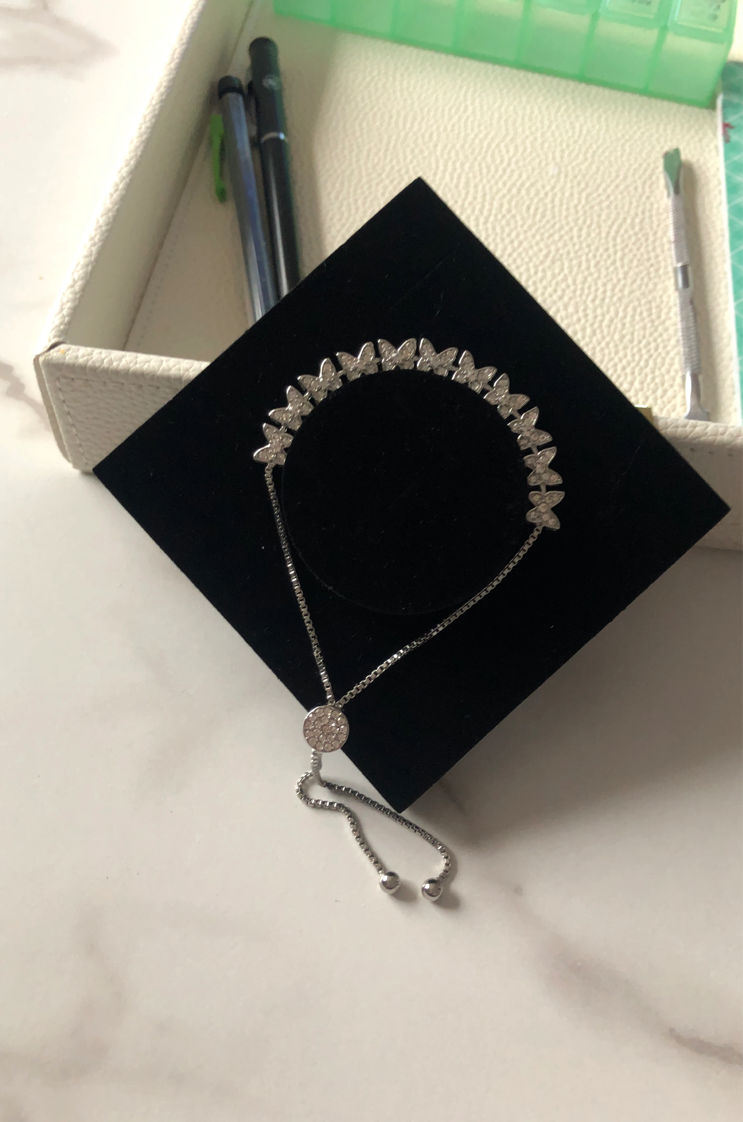 Butterfly Bolo Bracelet Silver Tone