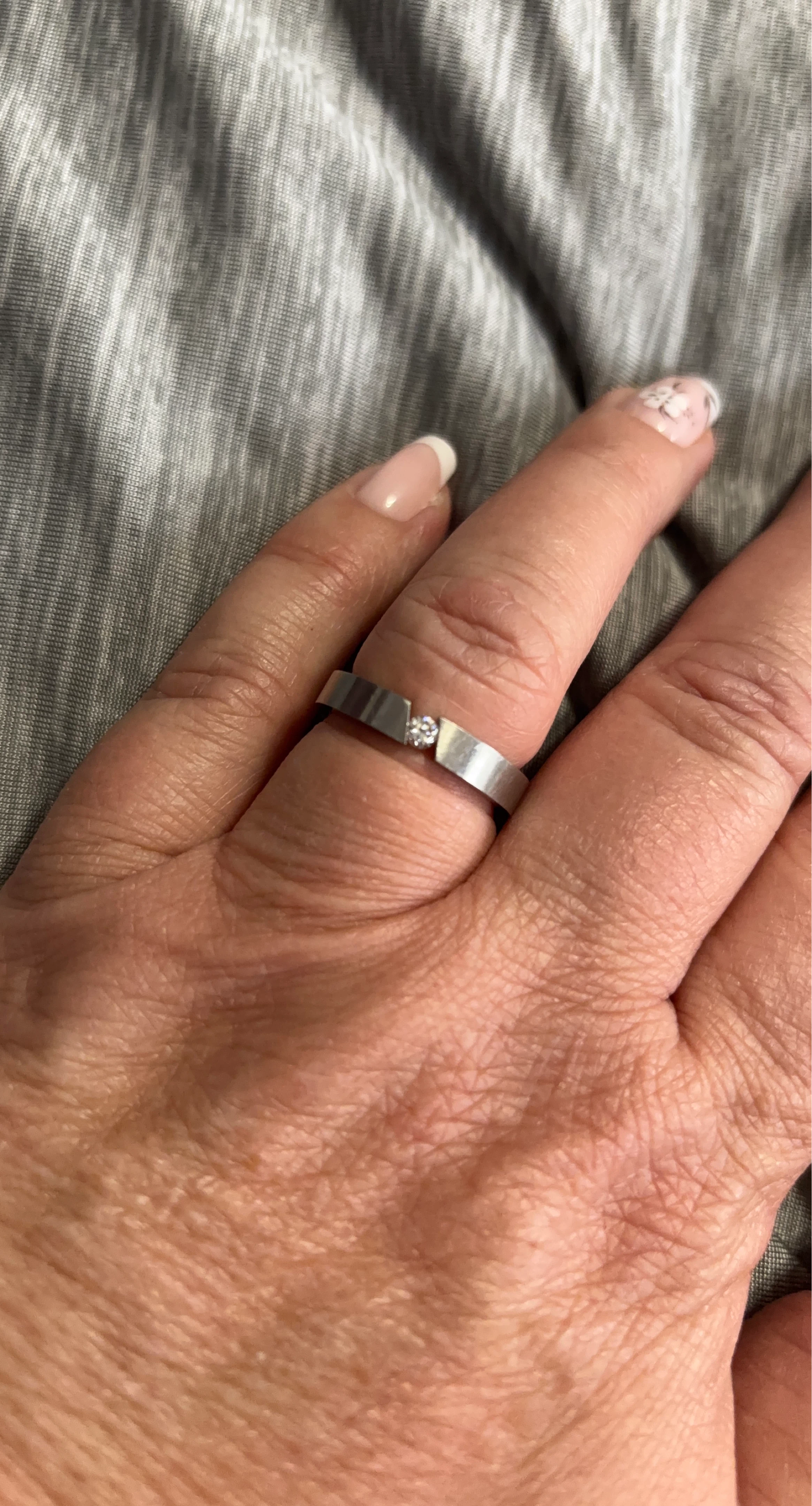 Stainless Steel Ring with CZ Accent