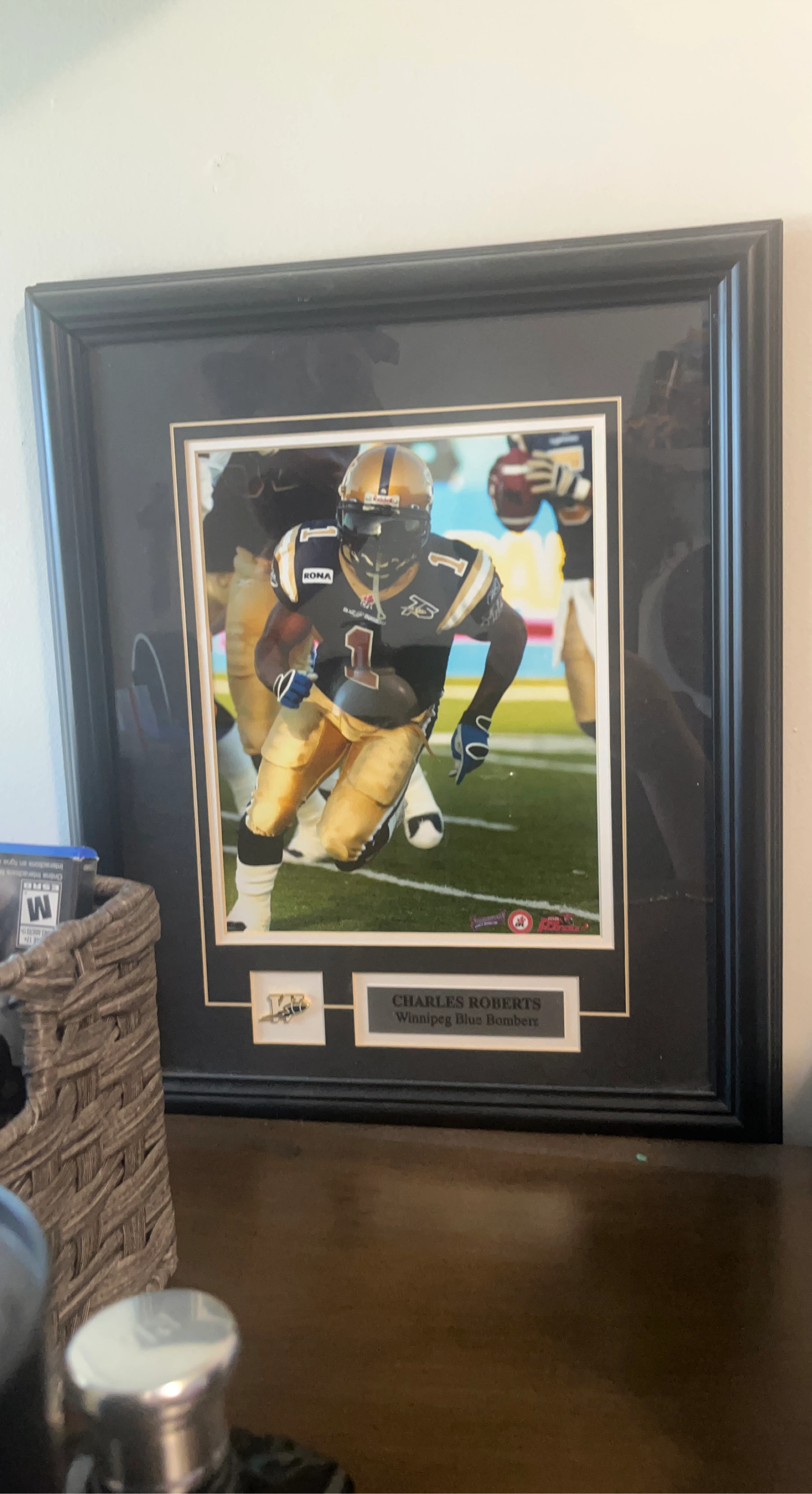 Framed Charles Roberts Winnipeg Blue Bombers Photo