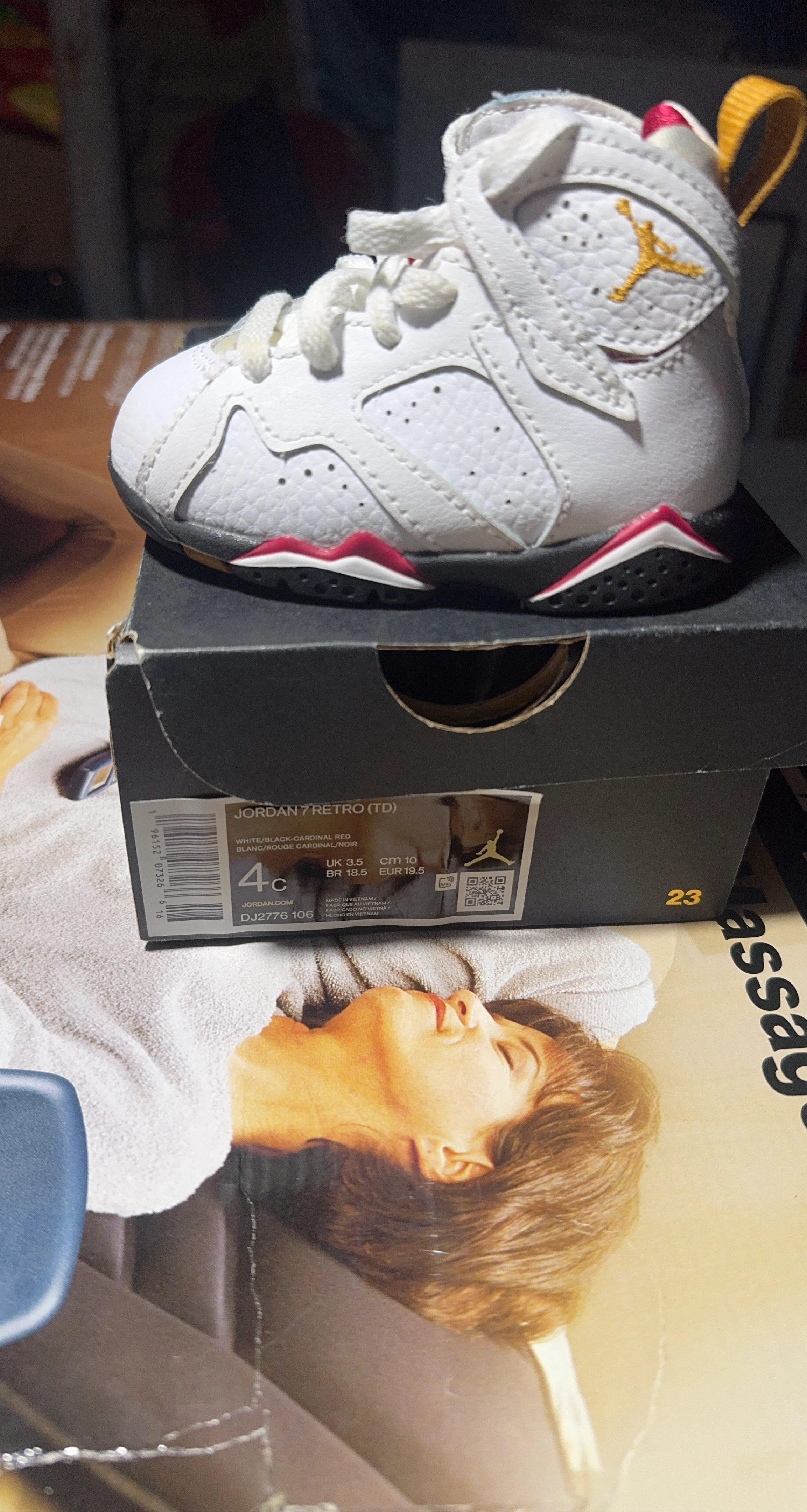 Nike Jordan 7 Retro TD Toddler Shoes White/Black 4C