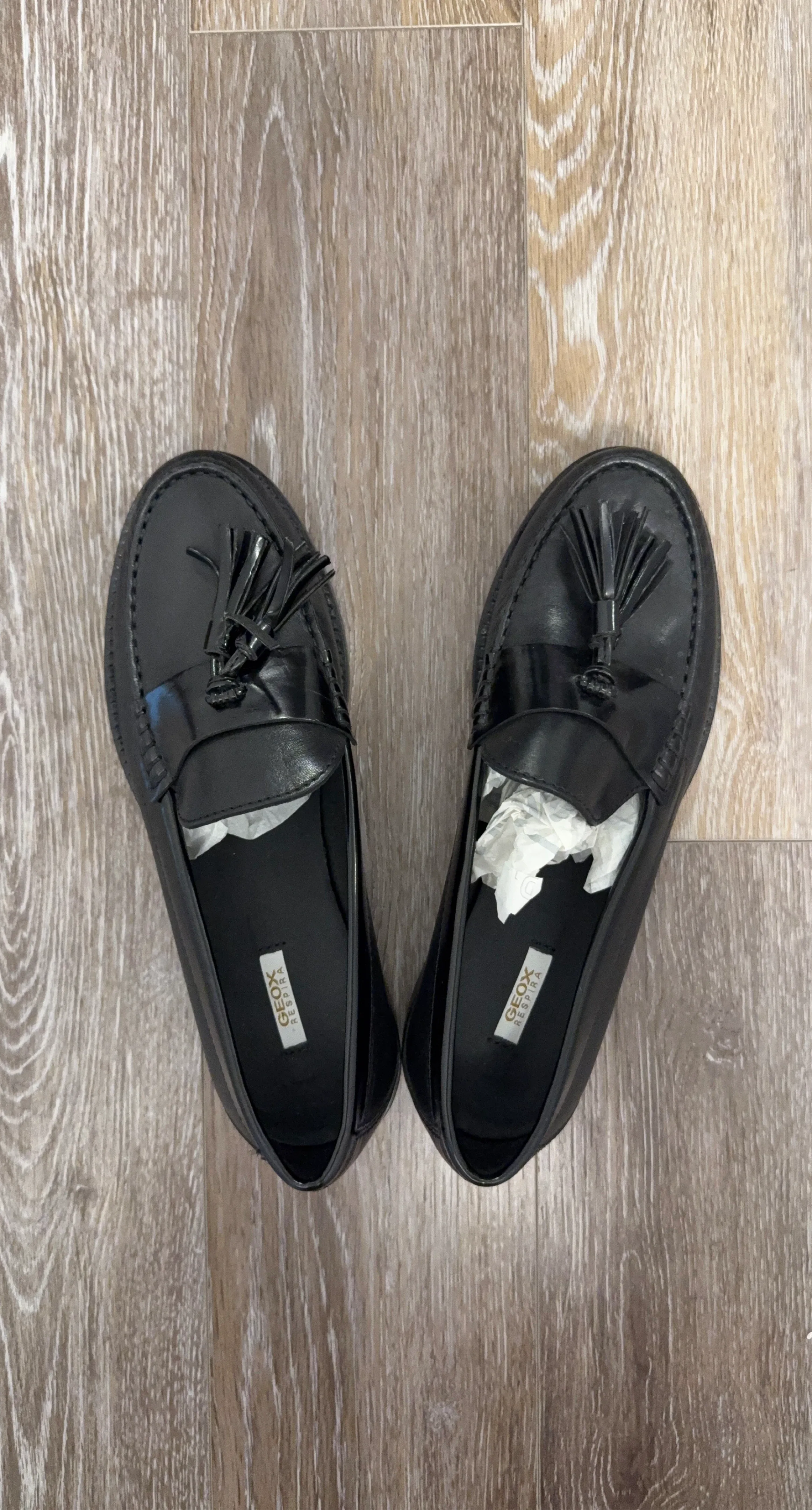 Geox Black Leather Tassel Loafer Shoes