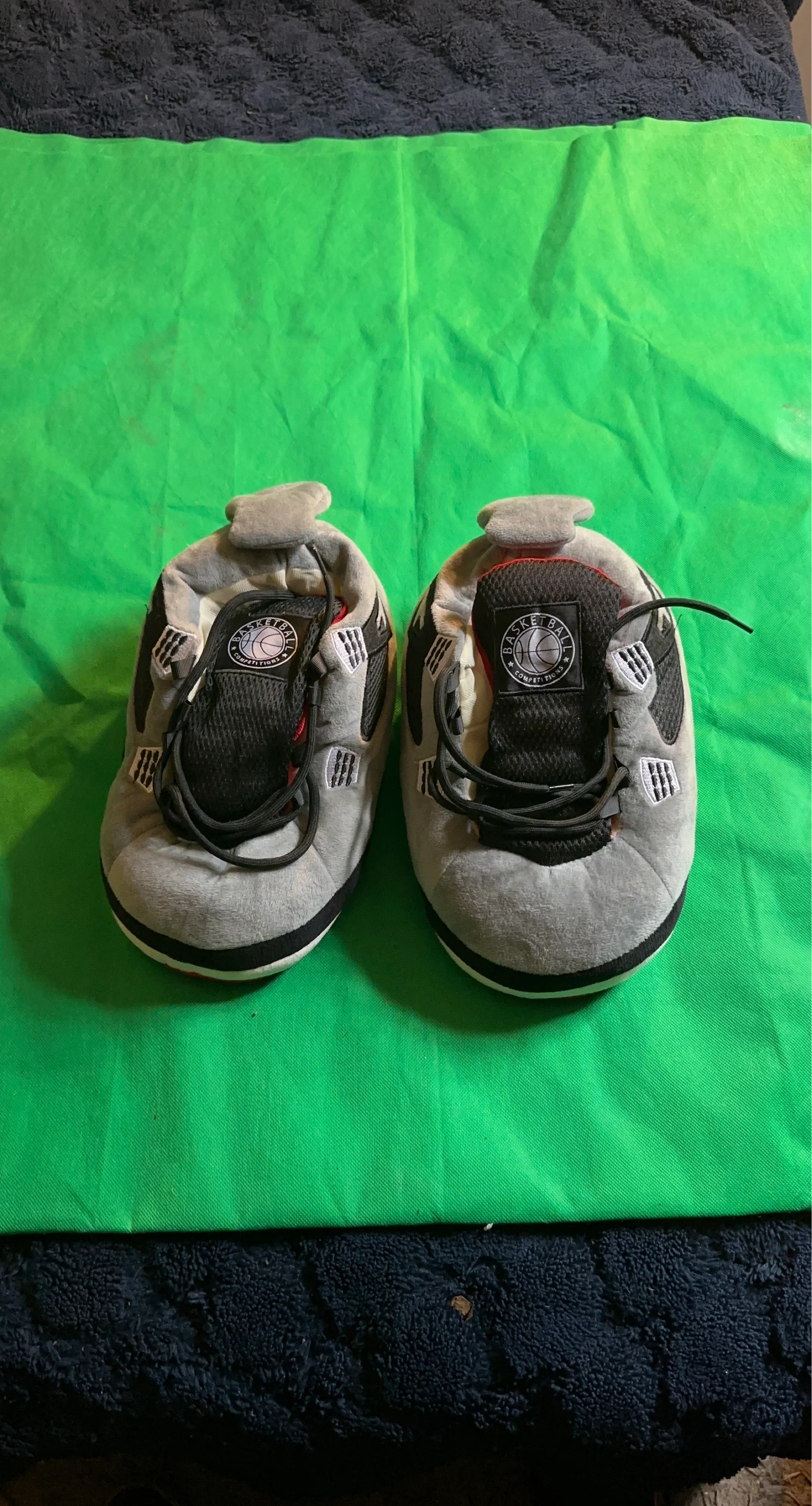 Grey Basketball Themed Plush Slippers