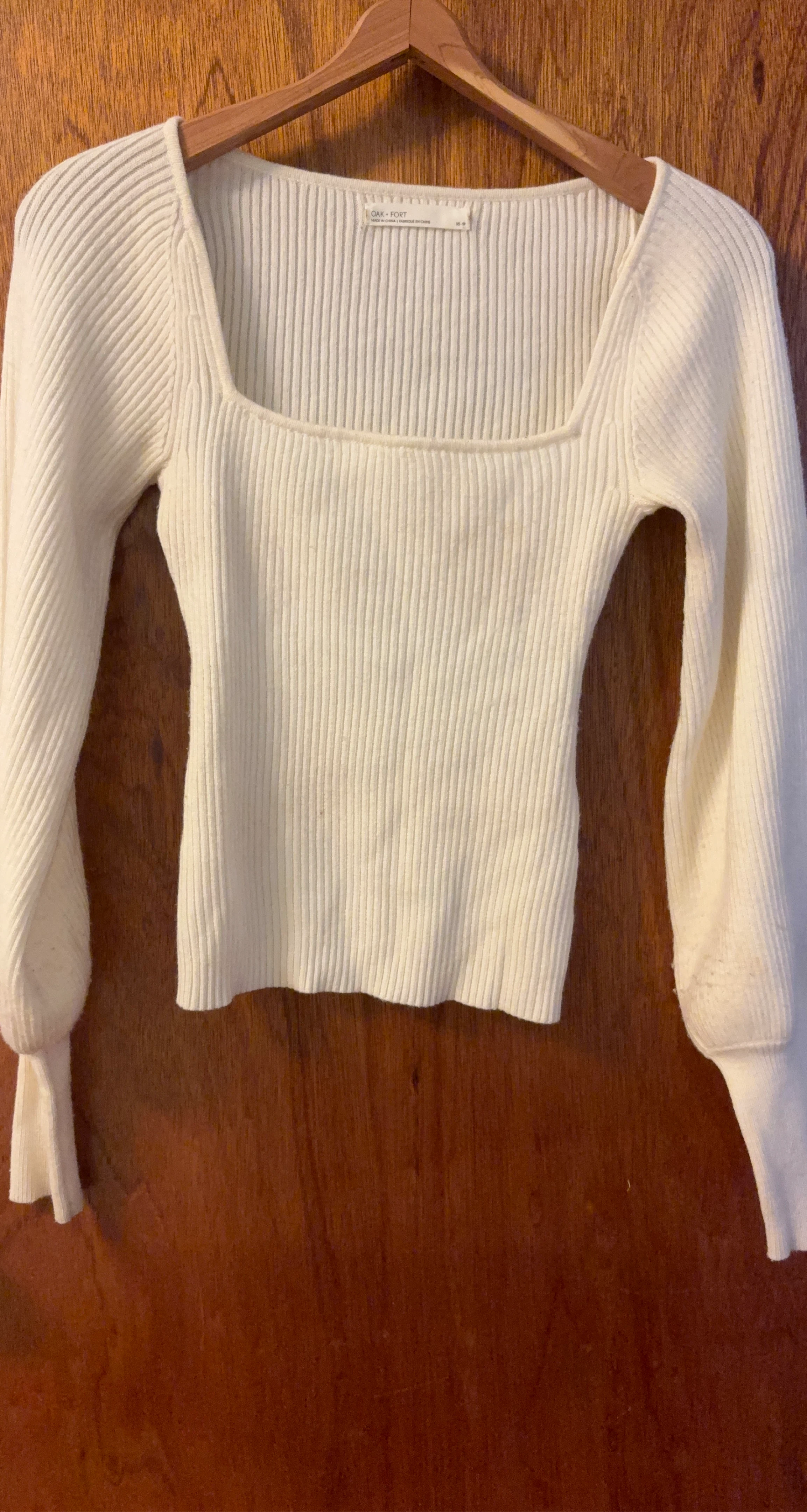 Oak + Fort Ribbed Square Neck Sweater XS-TP