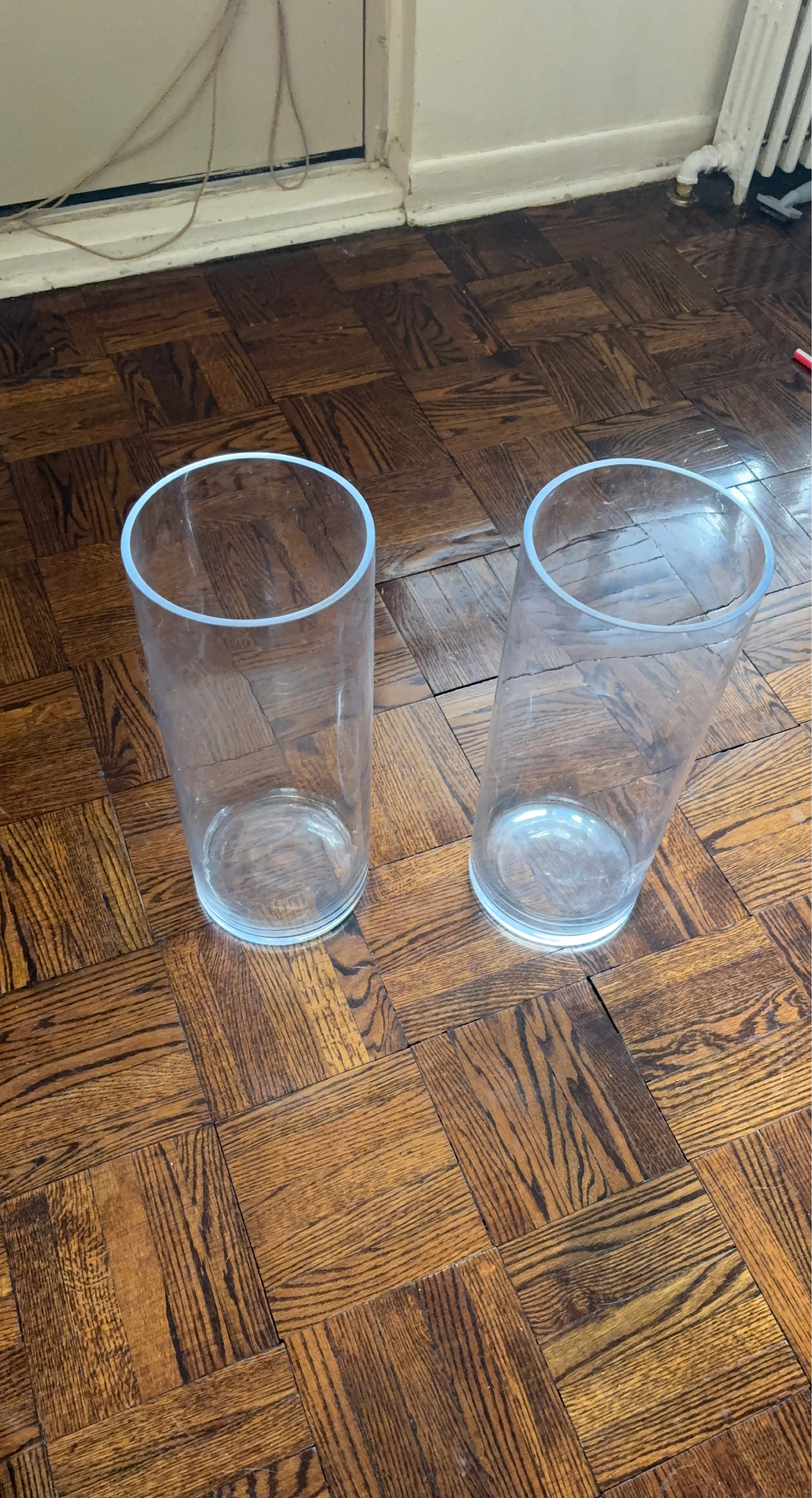 Large Cylinder Glass Vases (Set of 2)