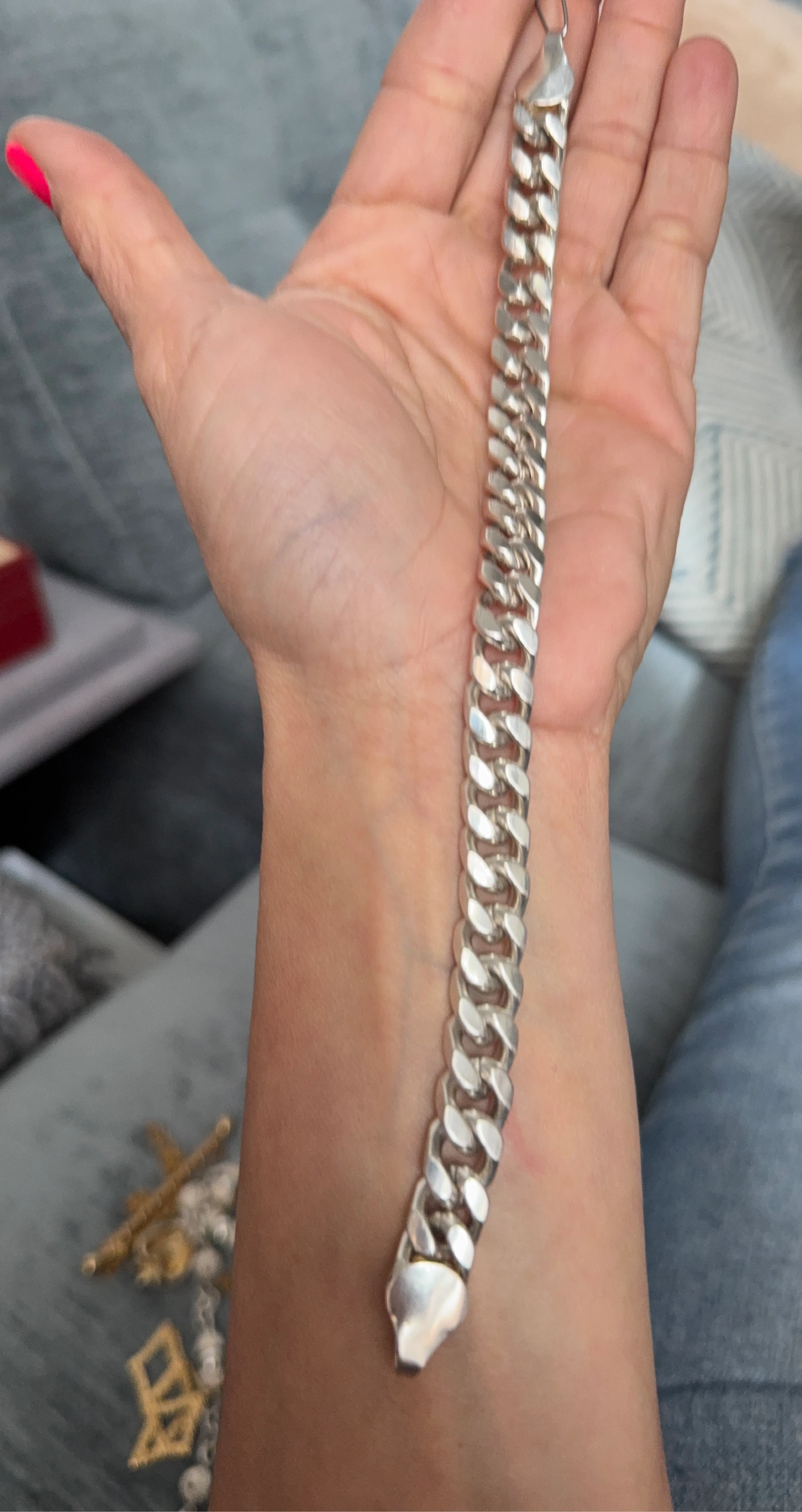 Silver Cuban Link Chain Bracelet