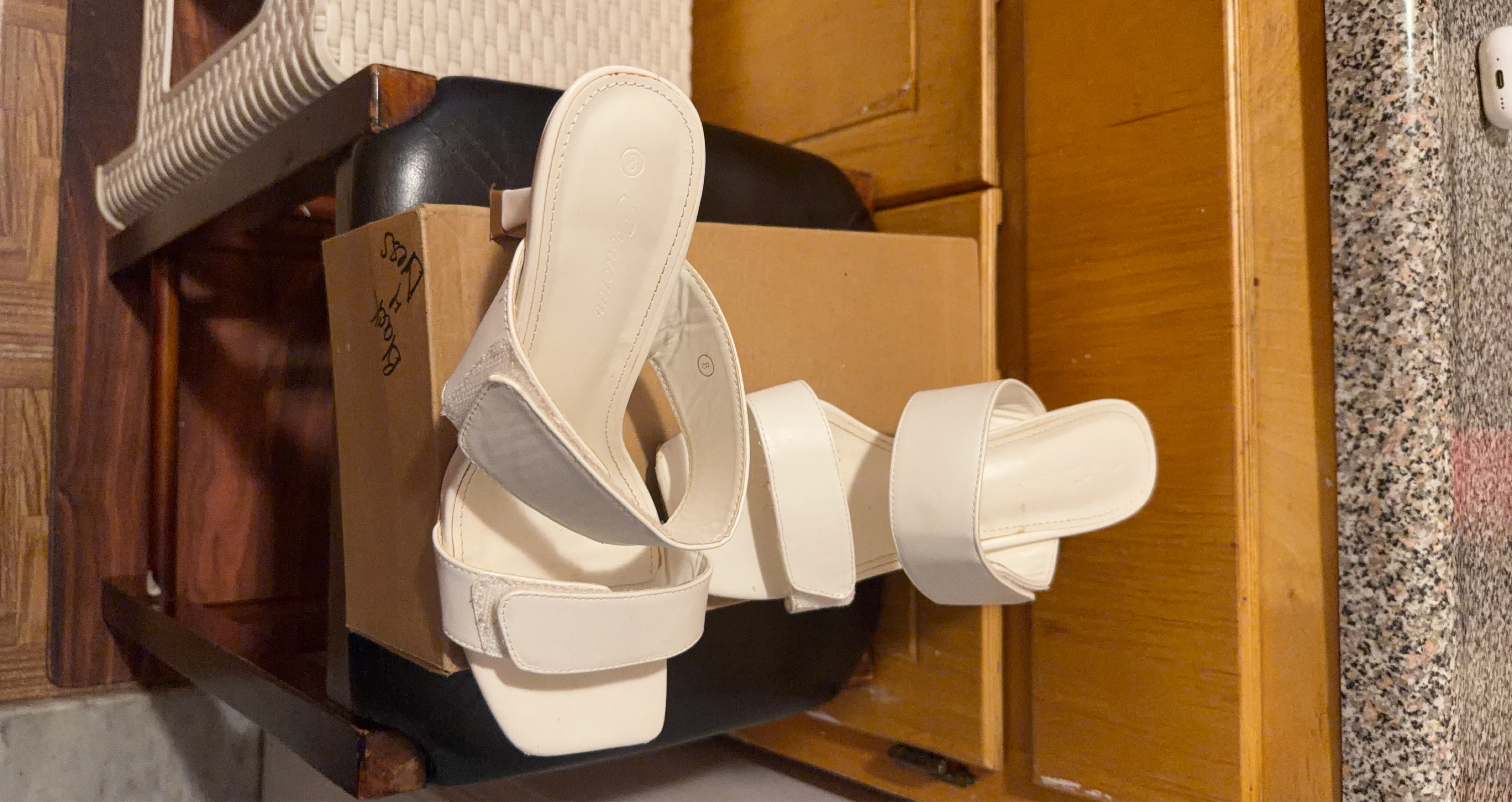 White Strappy Sandals Size 8