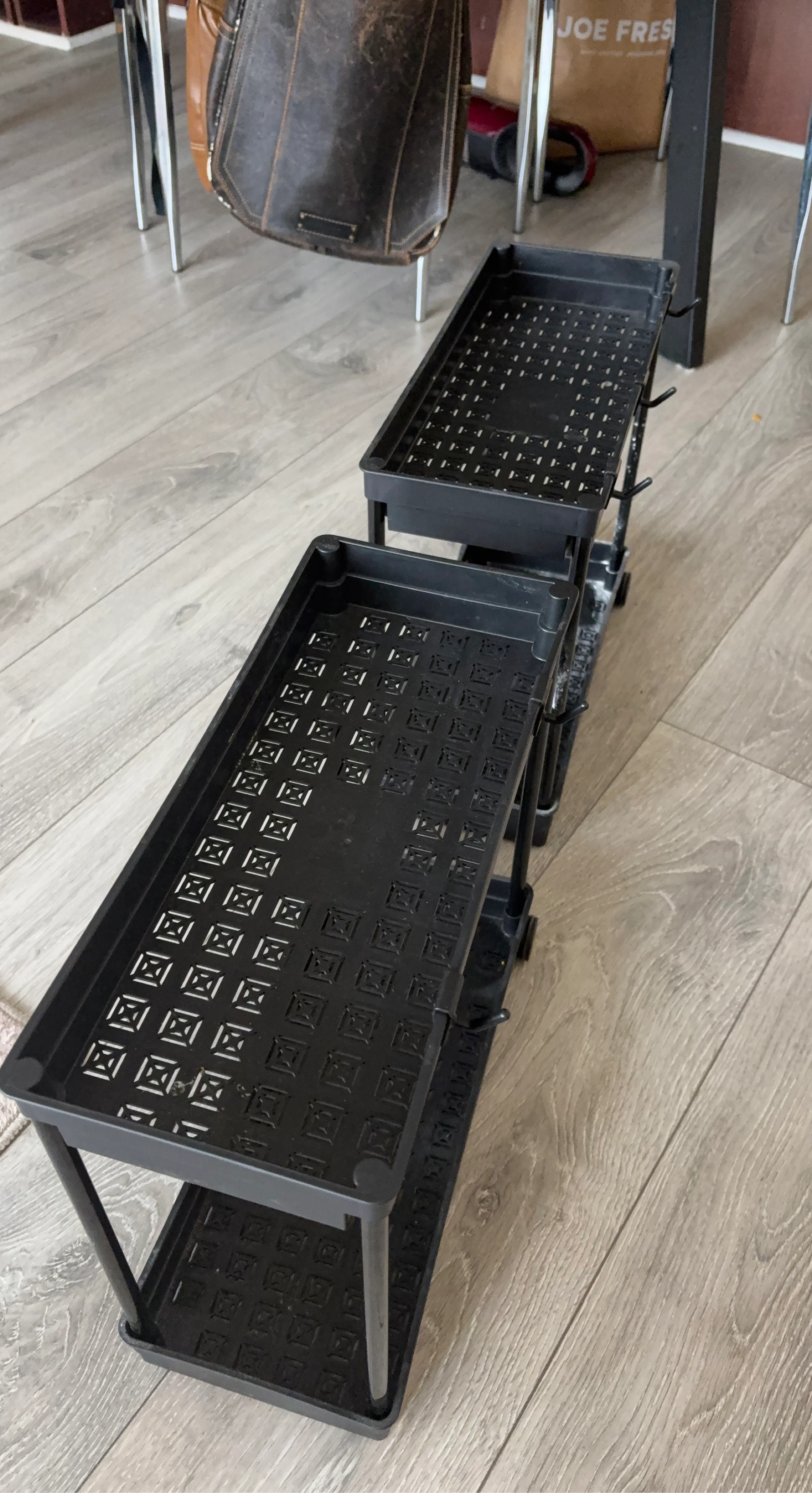 Set of 2 Black 3-Tier Slim Storage Shelf