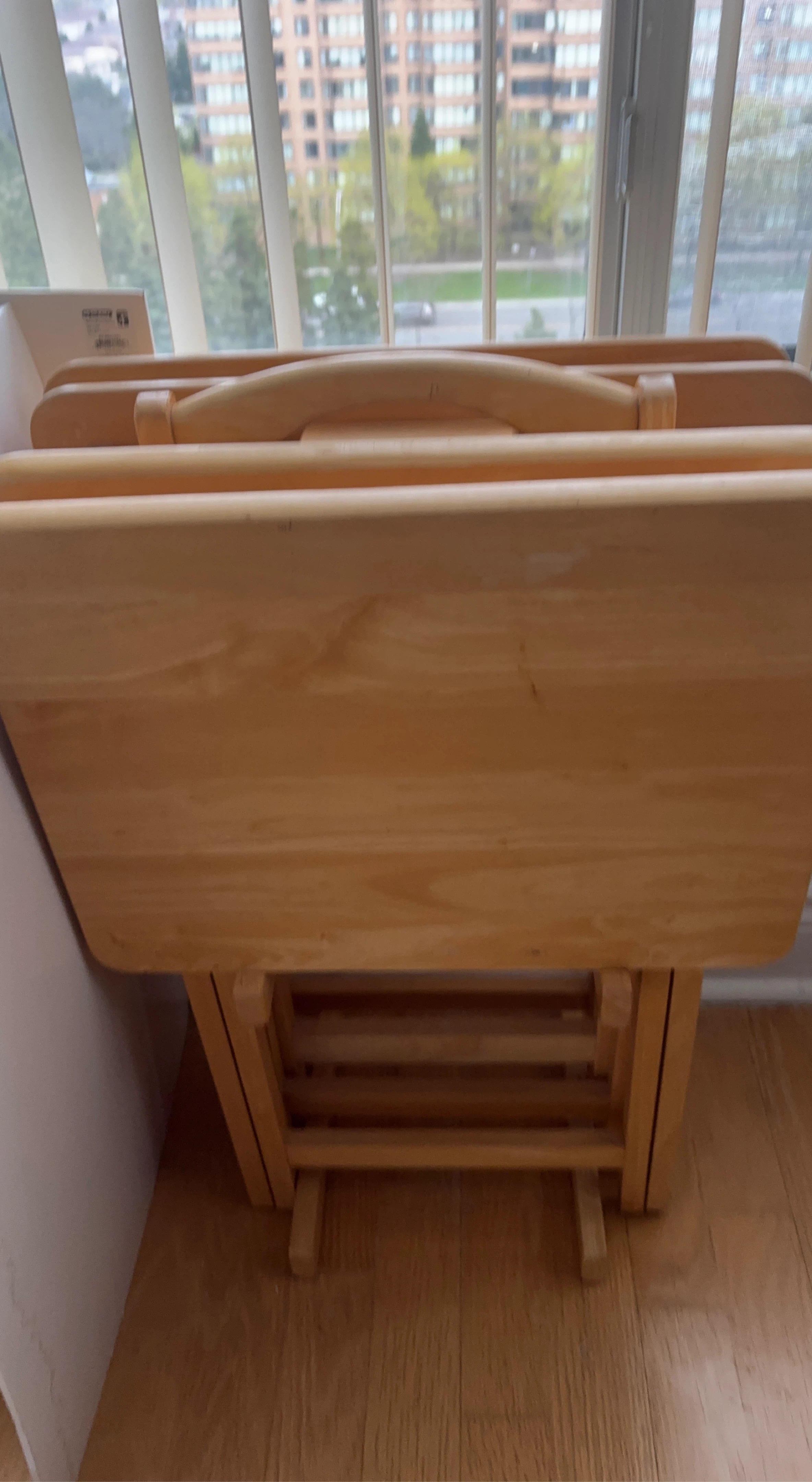 Wooden TV Tray Table Set