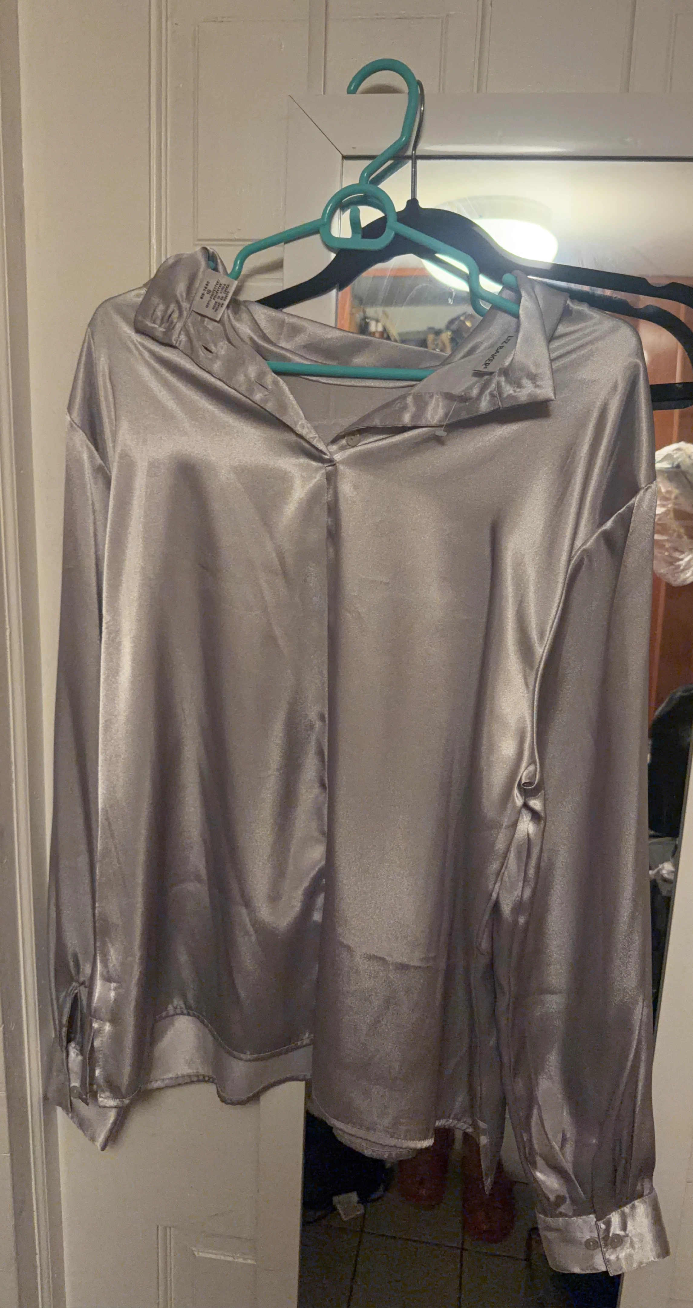 Liz Baker Satin Button-Up Shirt
