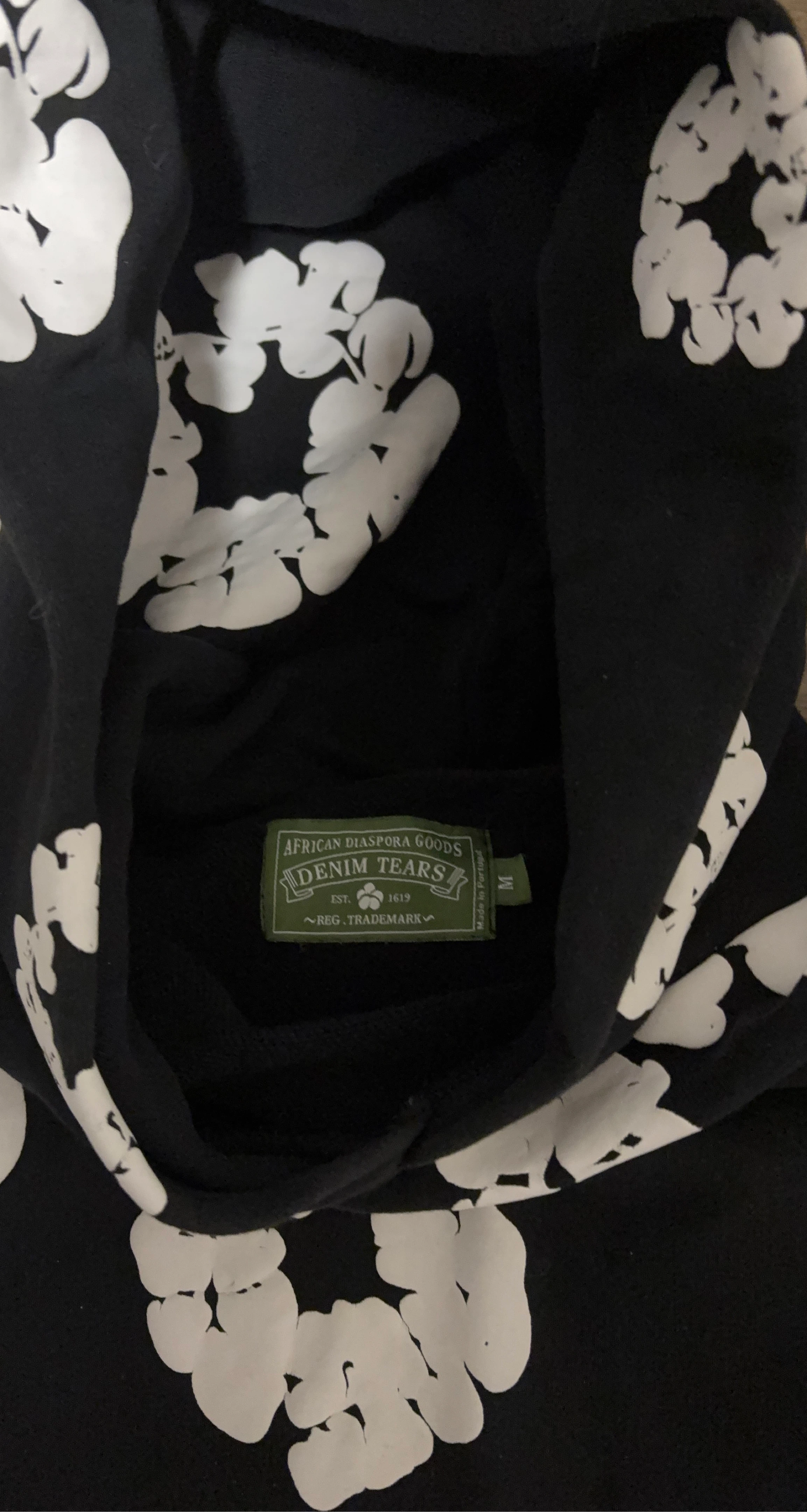 Denim Tears Black Floral Hoodie Size M