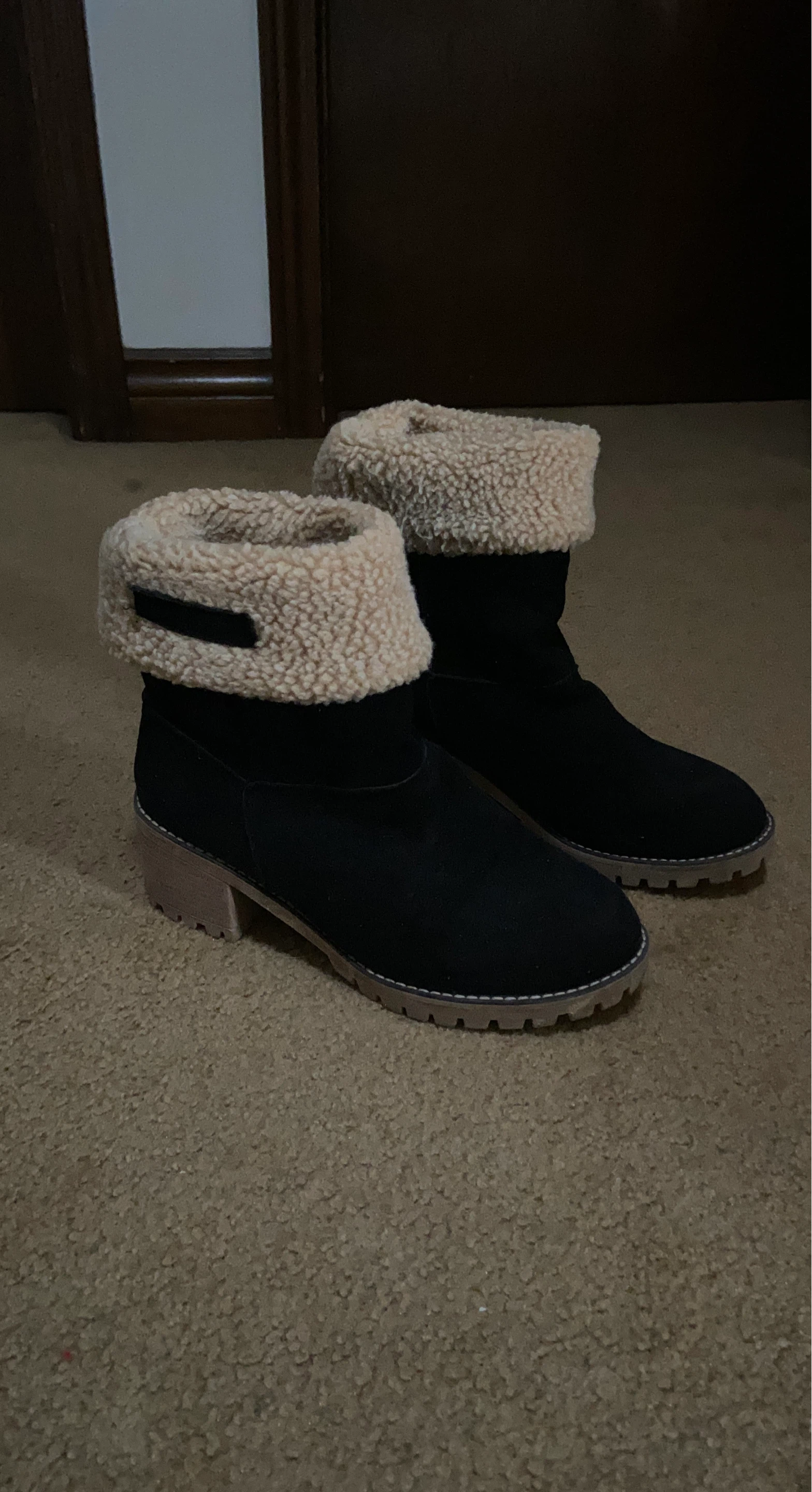 Black Suede Boots with Sherpa Lining