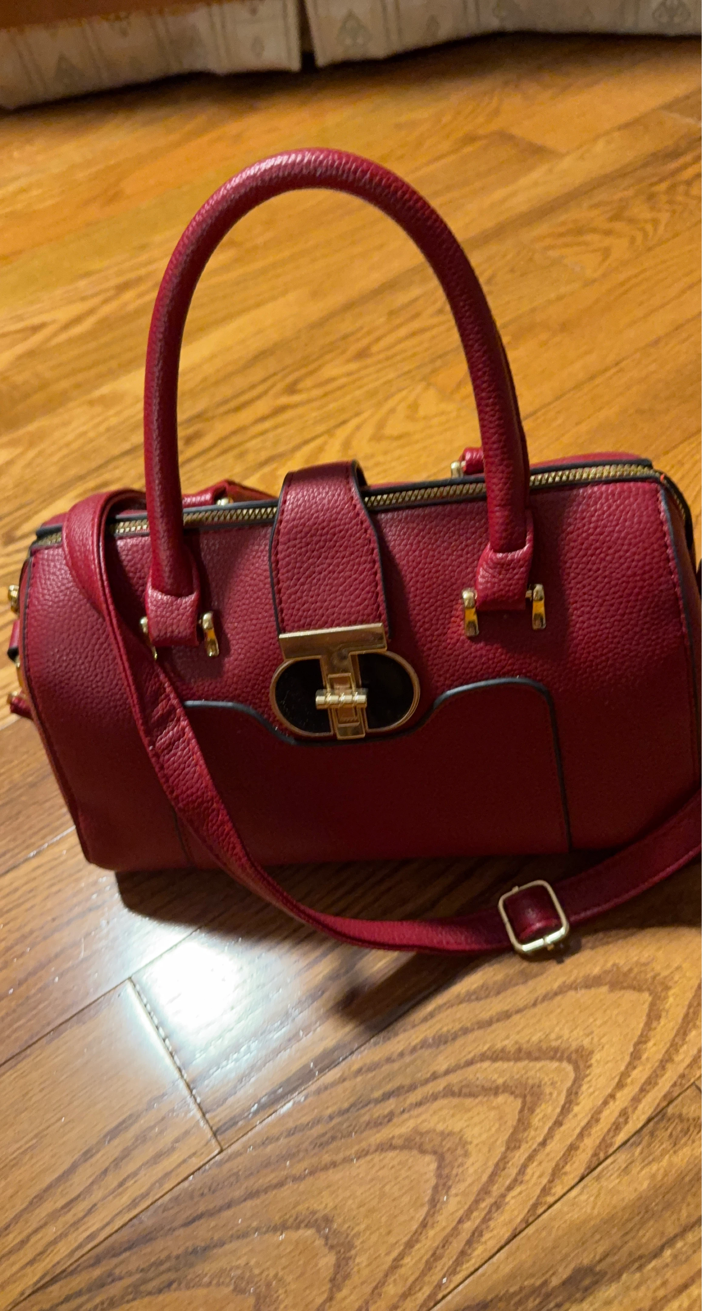 Red satchel handbag