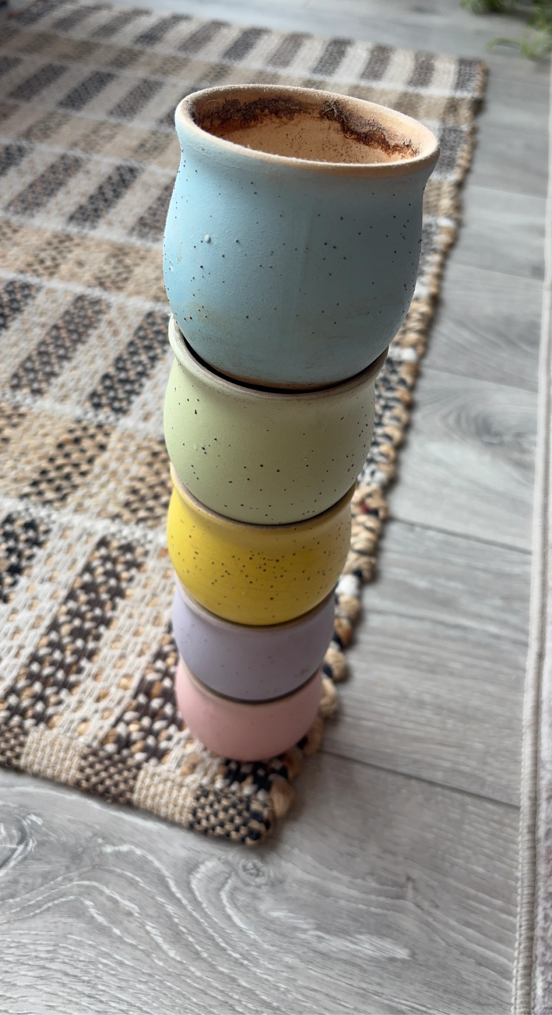 Set of 5 Small Ceramic Planters Pots