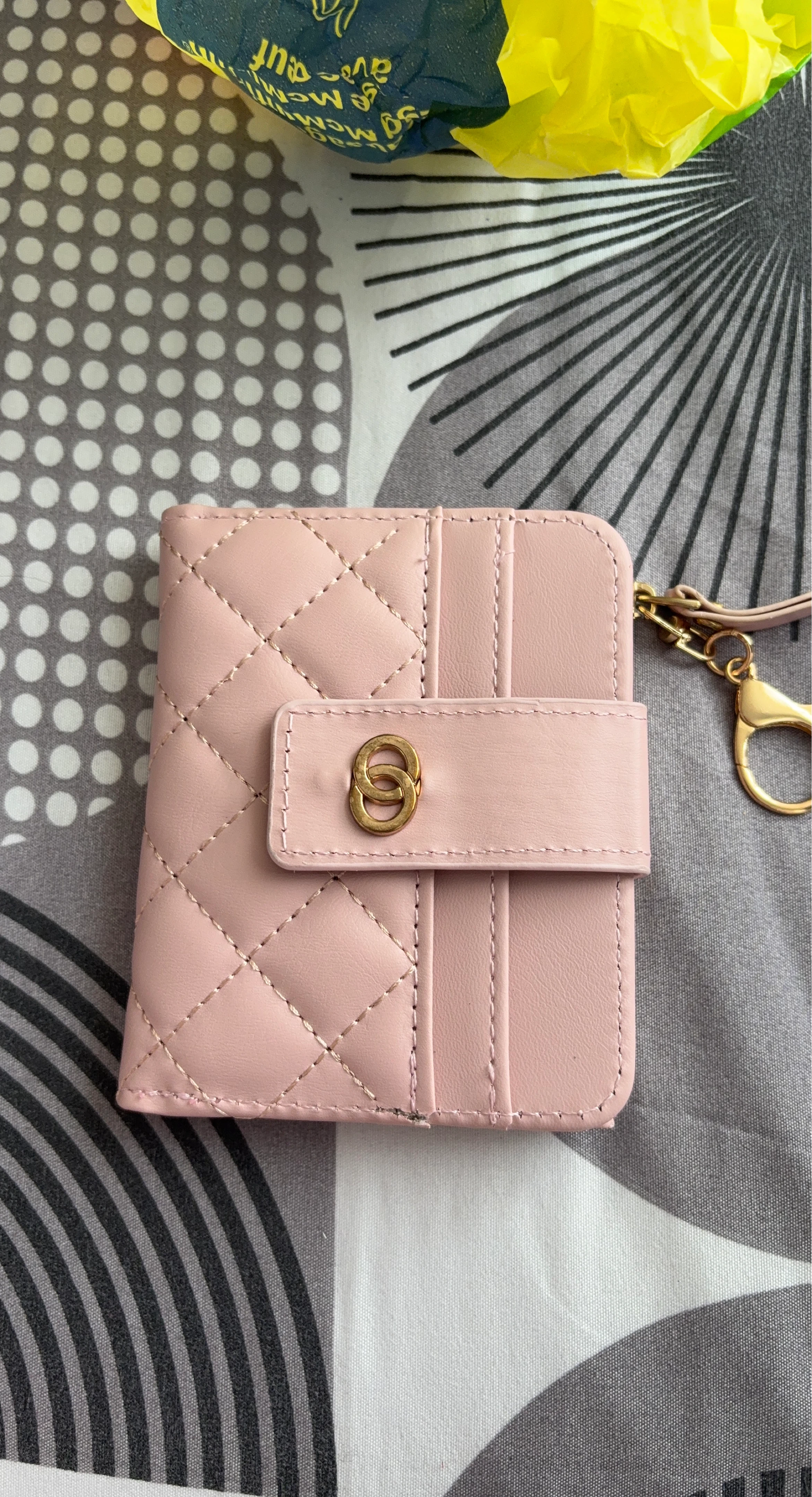 Pink Quilted Card Holder with Gold Clasp