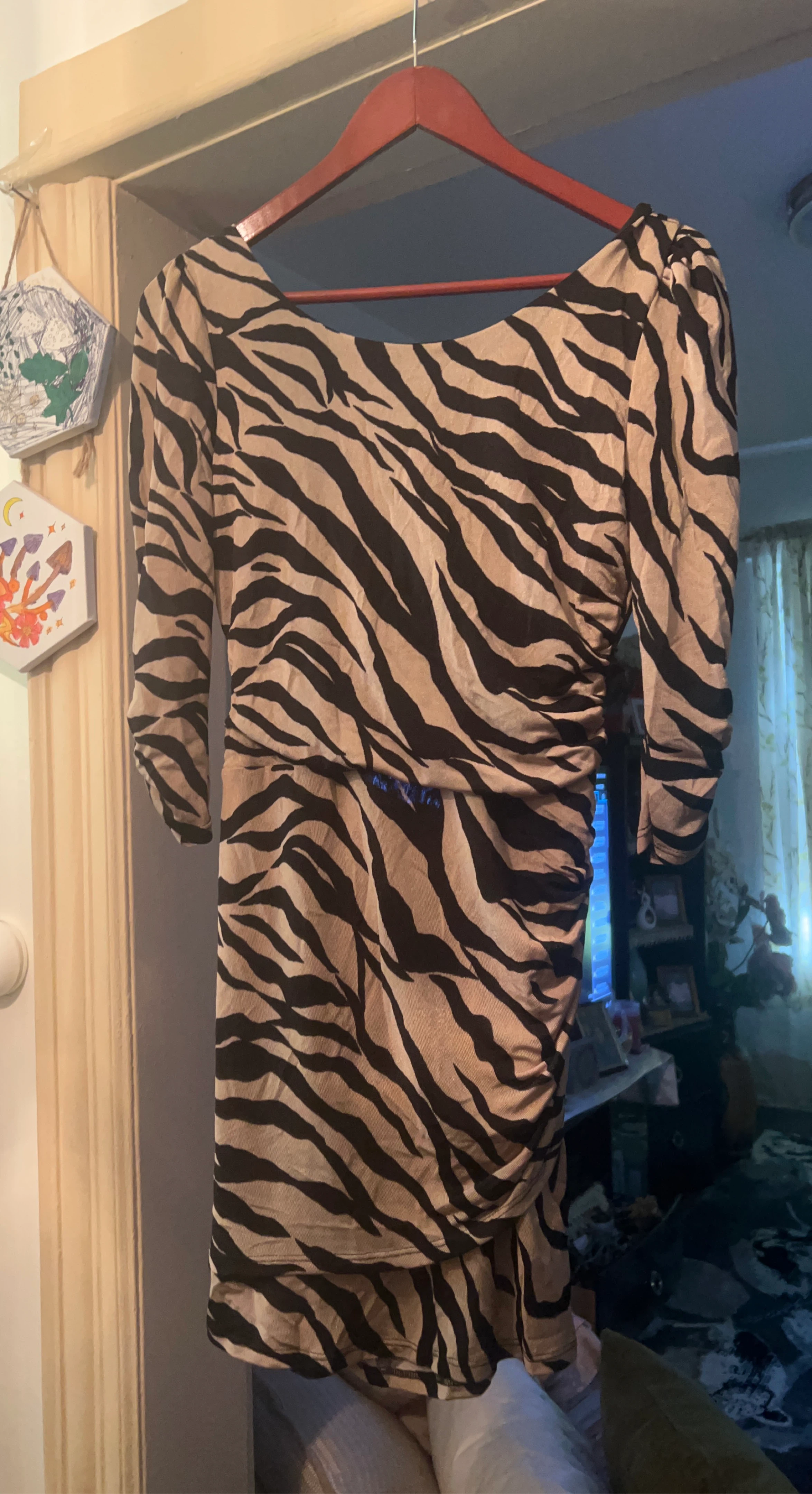 Women's Zebra Print Ruched Dress