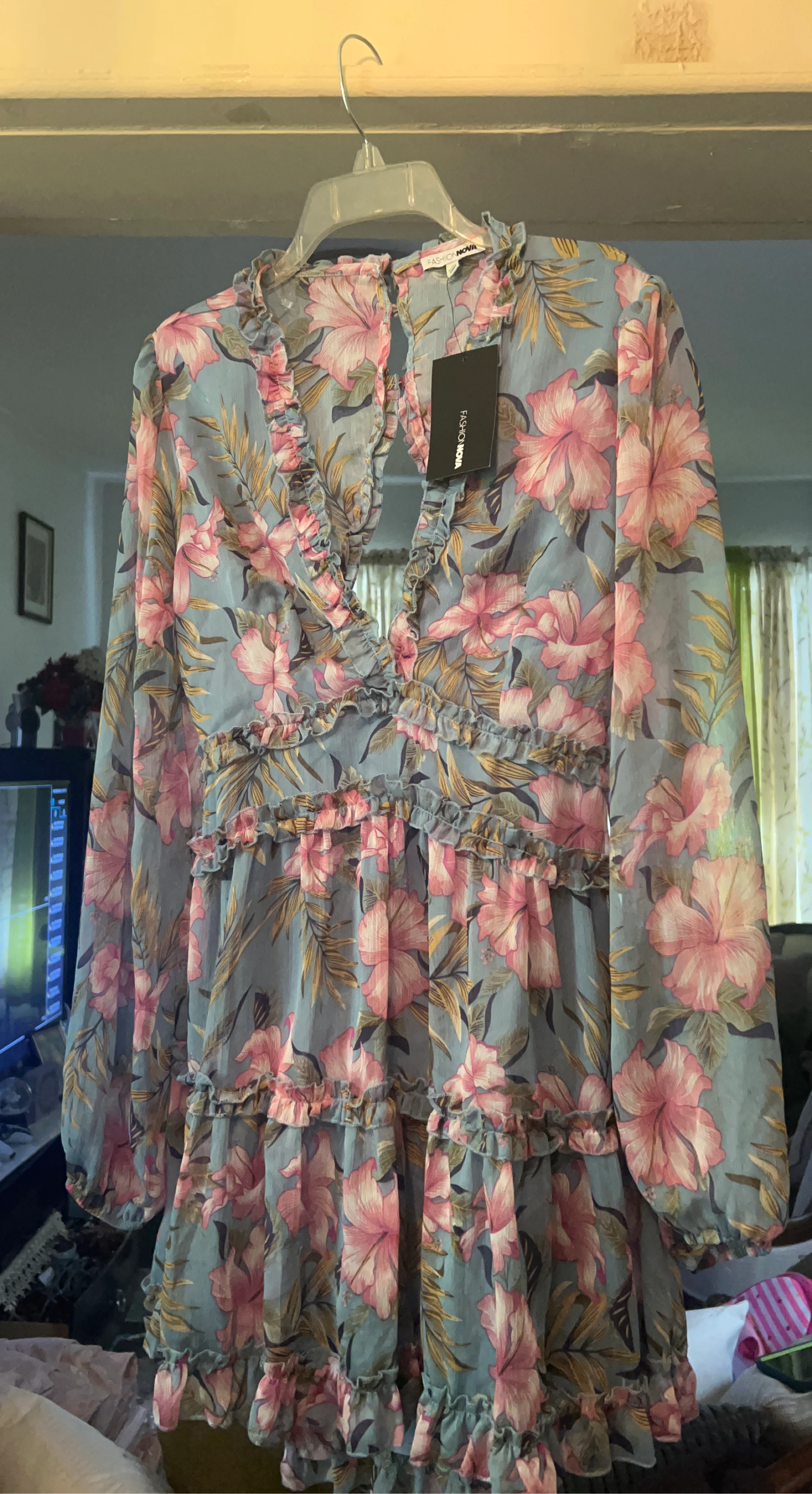 Fashion Nova Floral Ruffle Mini Dress XL