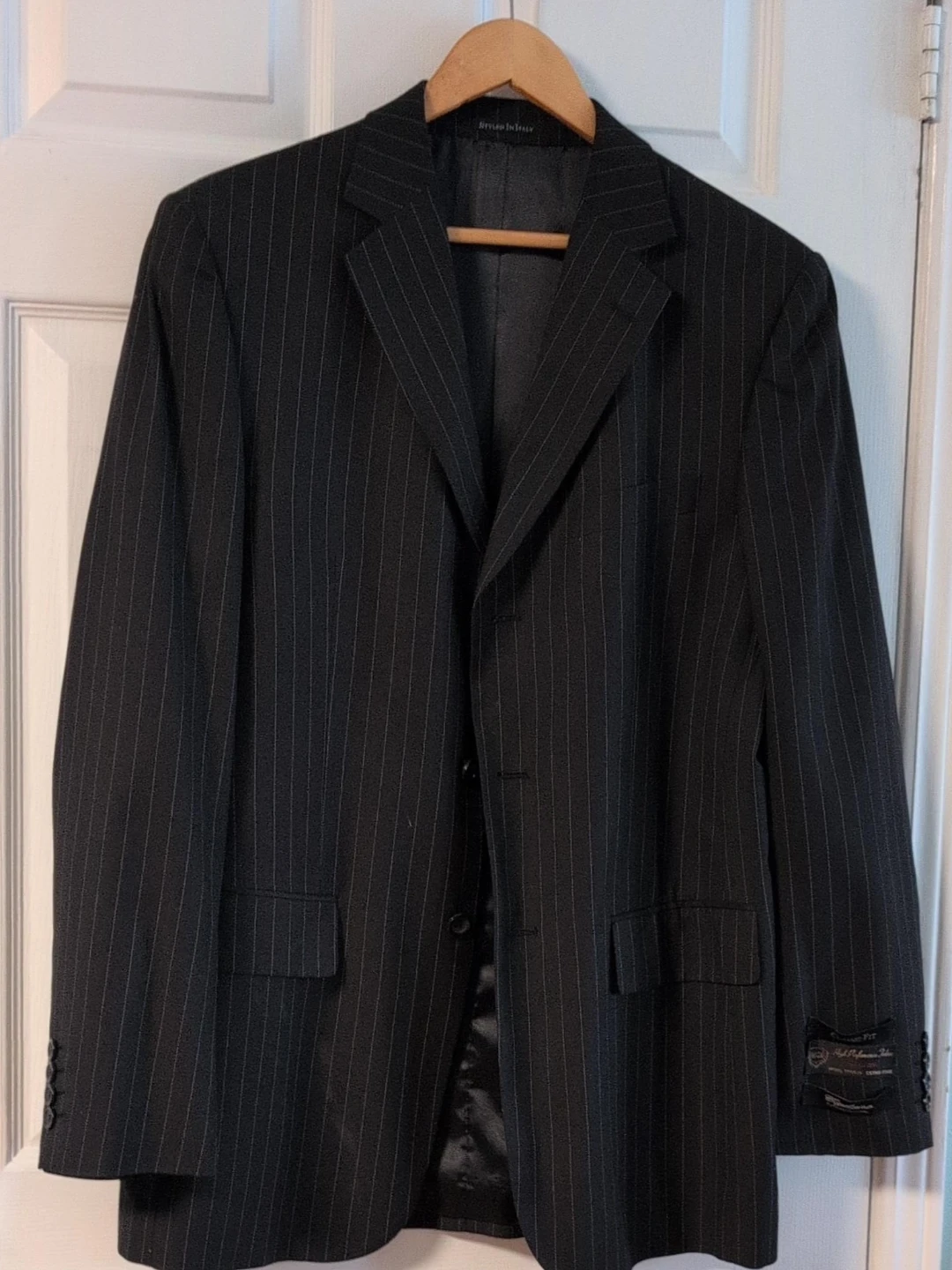 Men's Black Pinstripe Blazer