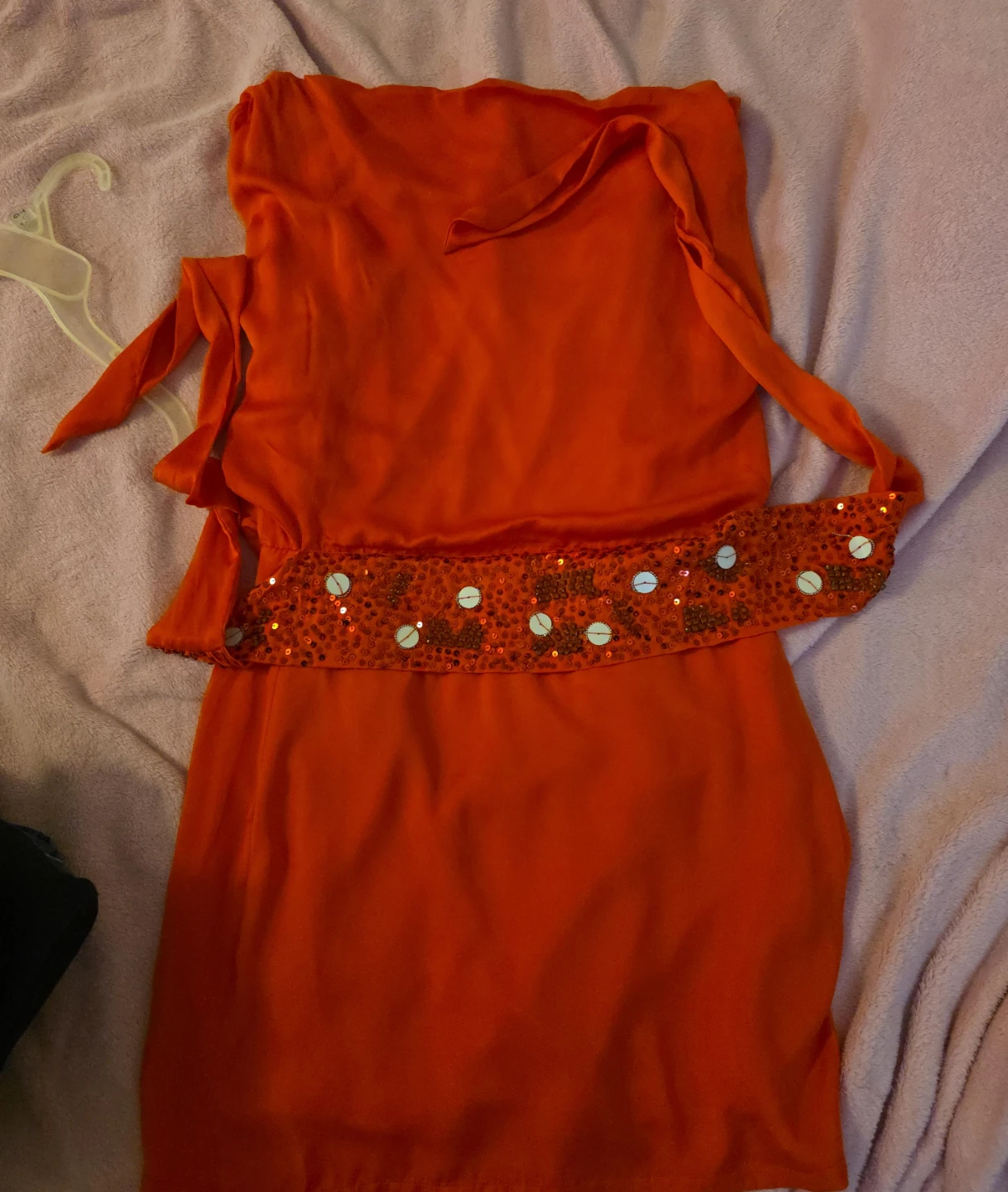 Oxygene Orange Embellished Dress - Size Medium