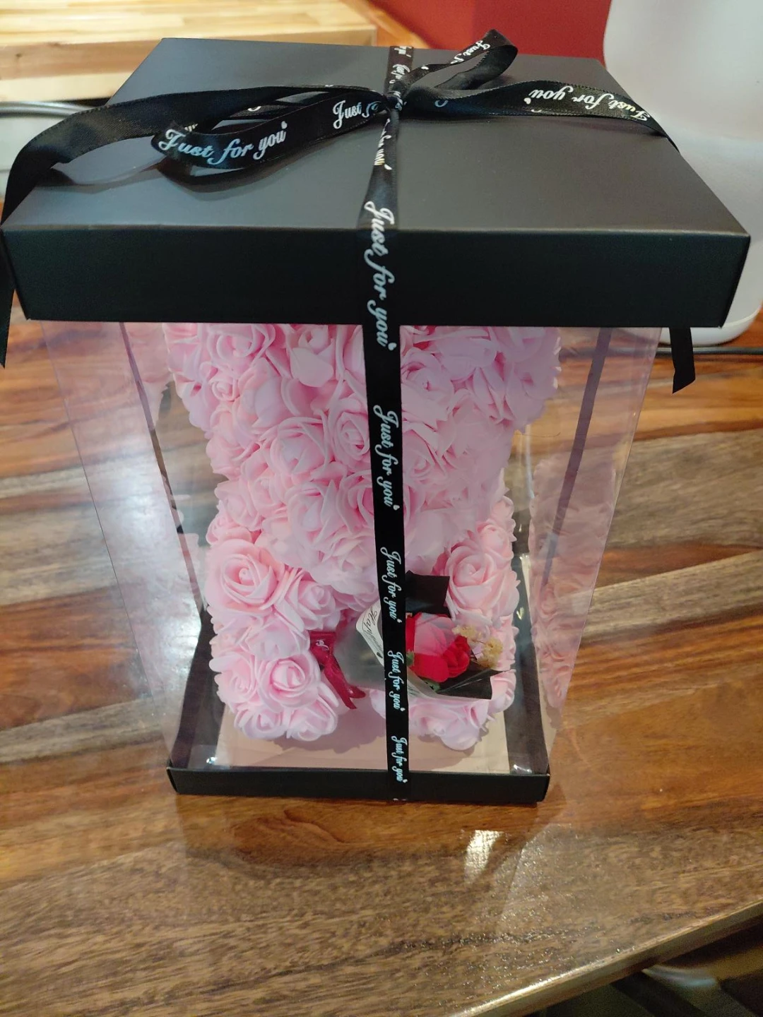 Pink Rose Teddy Bear with Gift Box