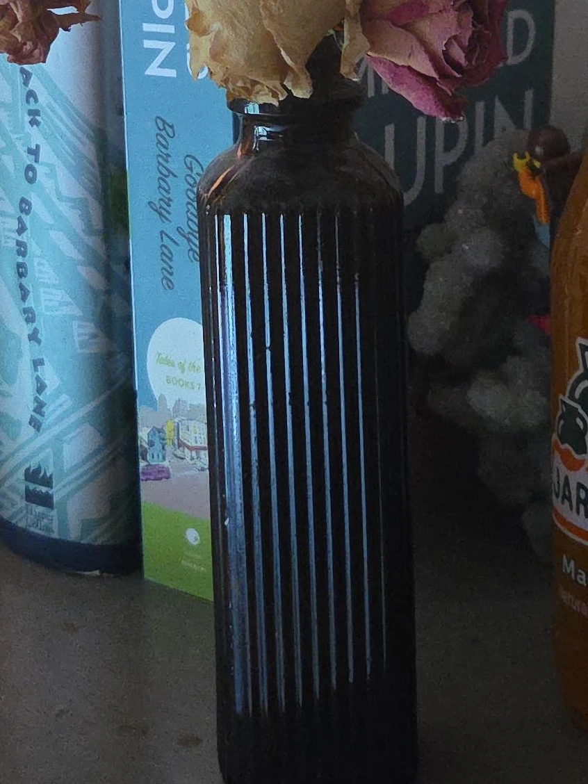 Vintage Ribbed Dark Glass Bottle