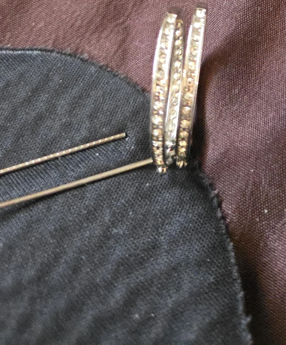 Silver Hoop Earrings with Rhinestones - photo 2