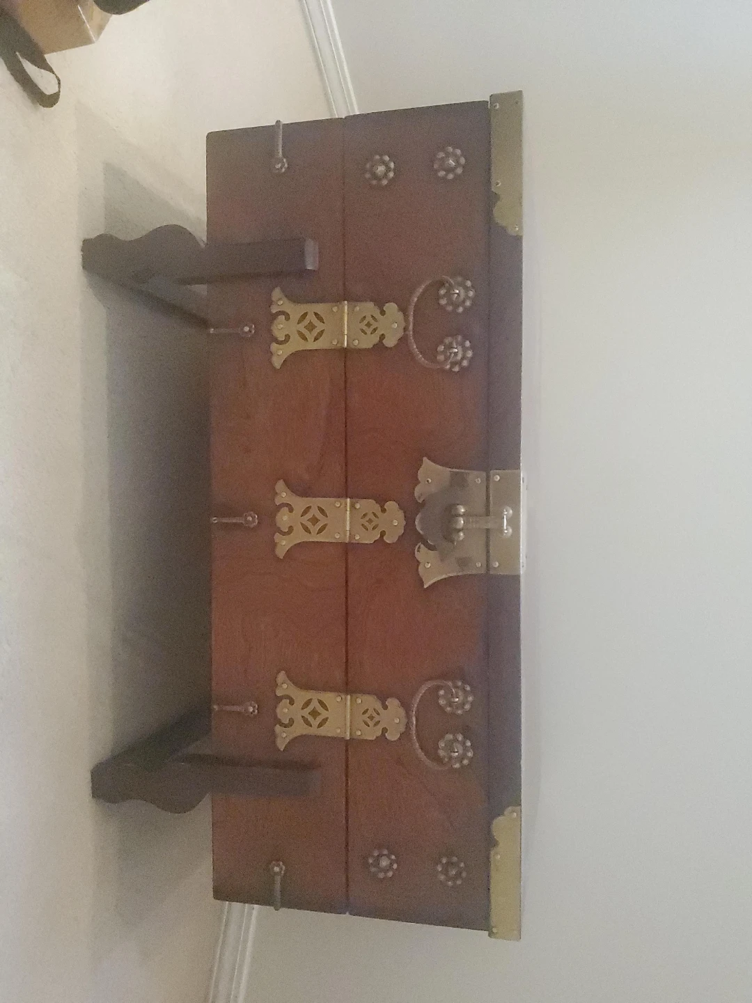 Vintage Decorative Wooden Chest with Brass Hardware