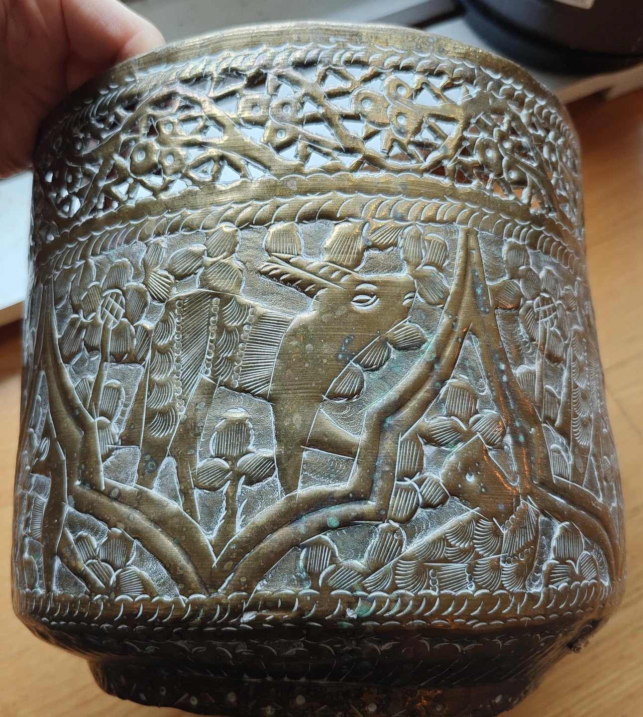 Vintage Ornate Brass Planter Pot