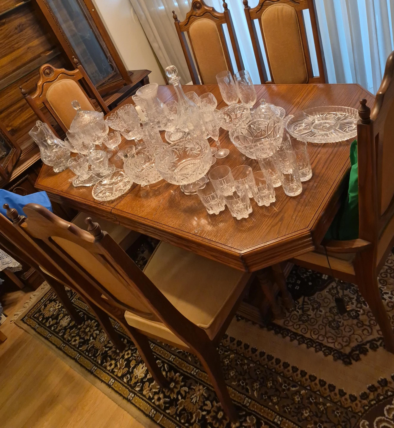 Large Crystal Set - Vintage Pinwheel Cut Glass