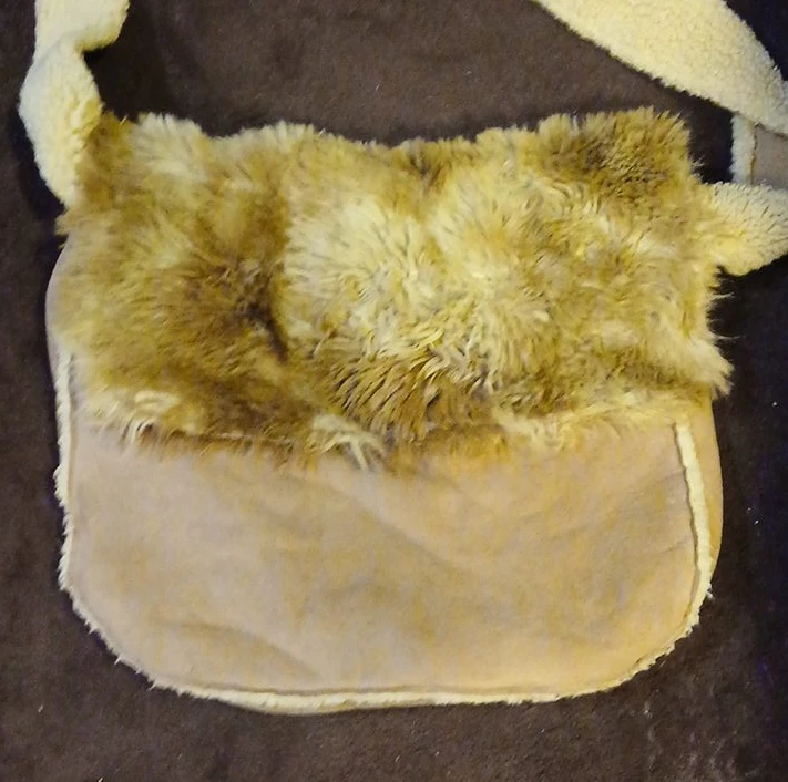 Faux Fur and Suede Crossbody Bag