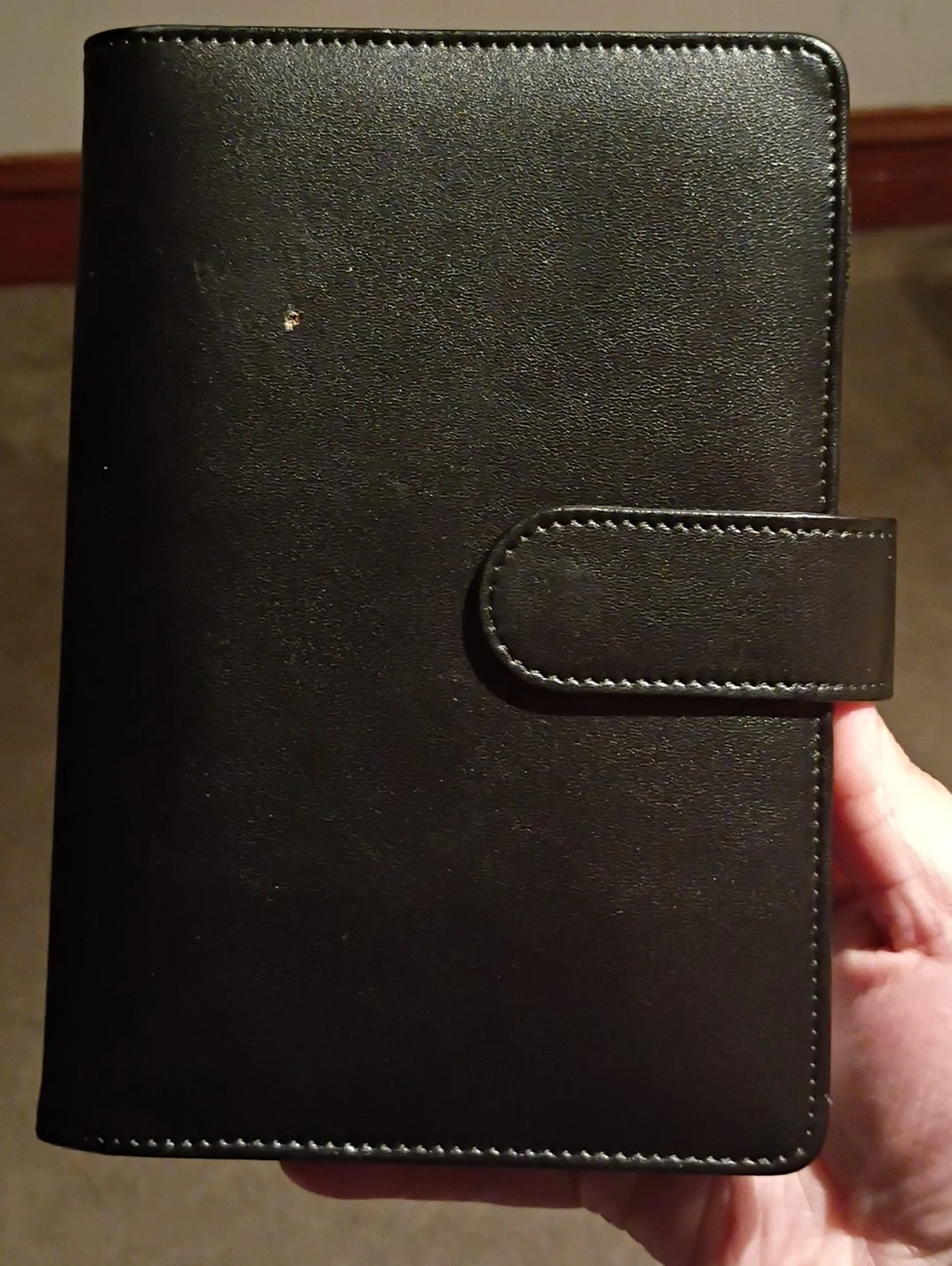 Black Faux Leather Bifold Organizer Binder for money management