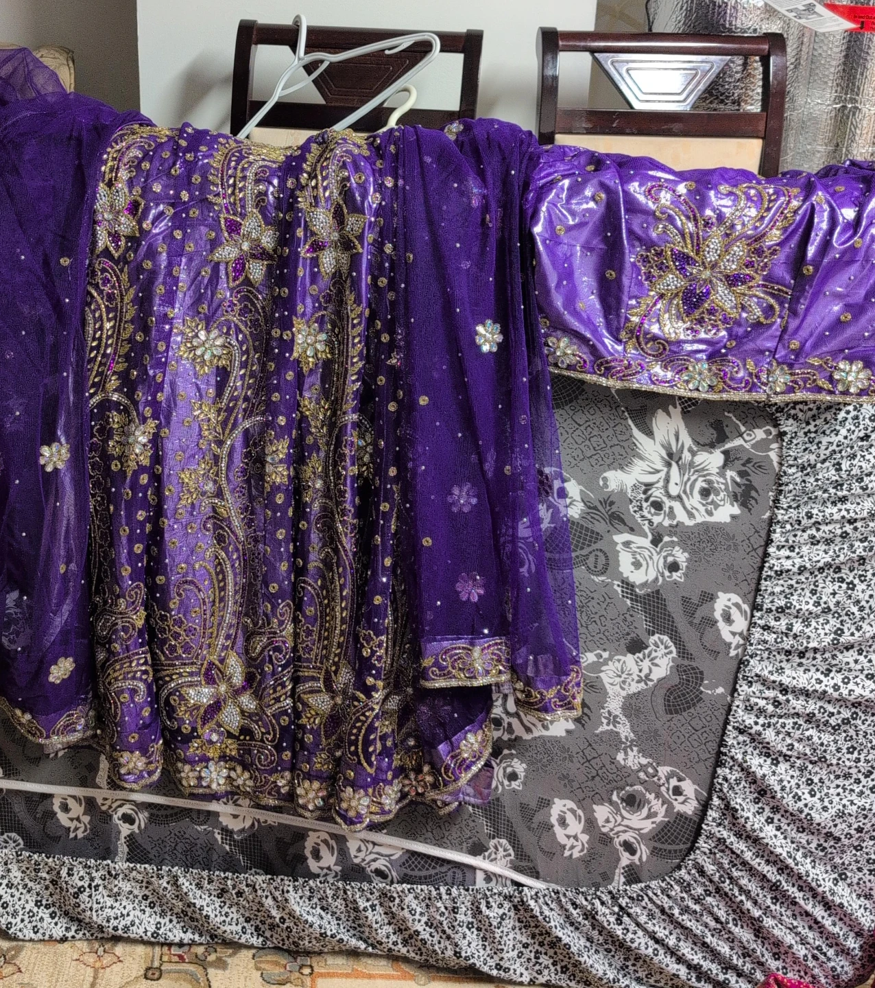 Purple Embroidered Lehenga saree