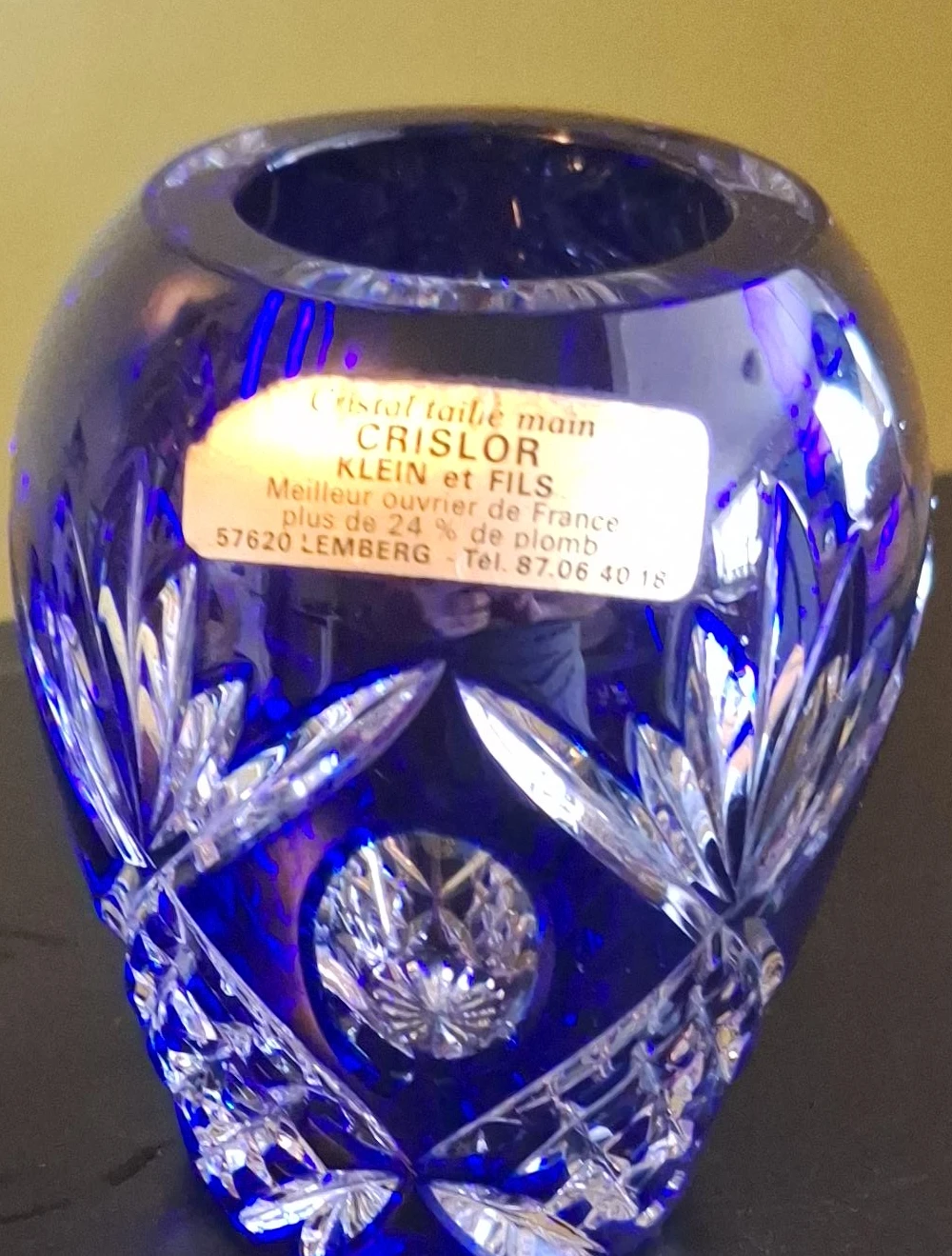 Crislor Cobalt Blue Crystal Vase