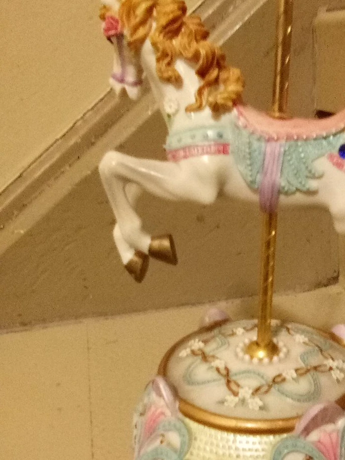 Carousel Music Box with White Horse