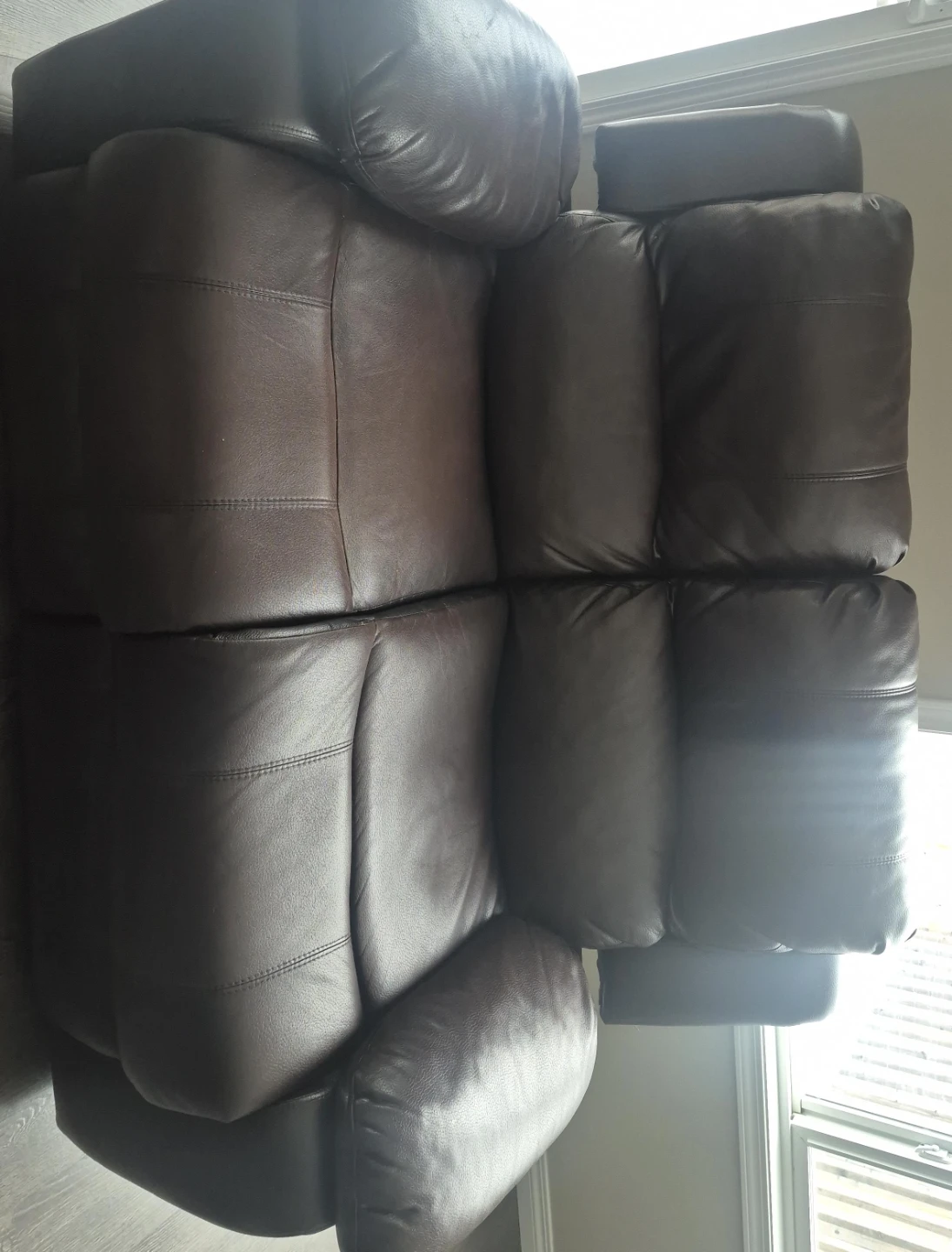 Brown Leather Reclining Loveseat