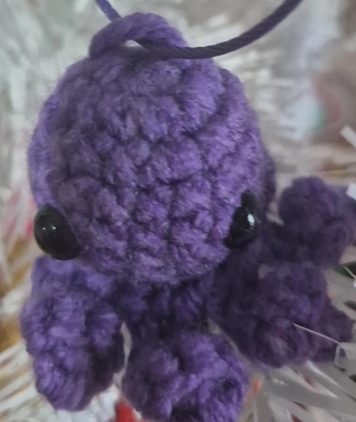 Handmade Purple Crochet Octopus Ornament