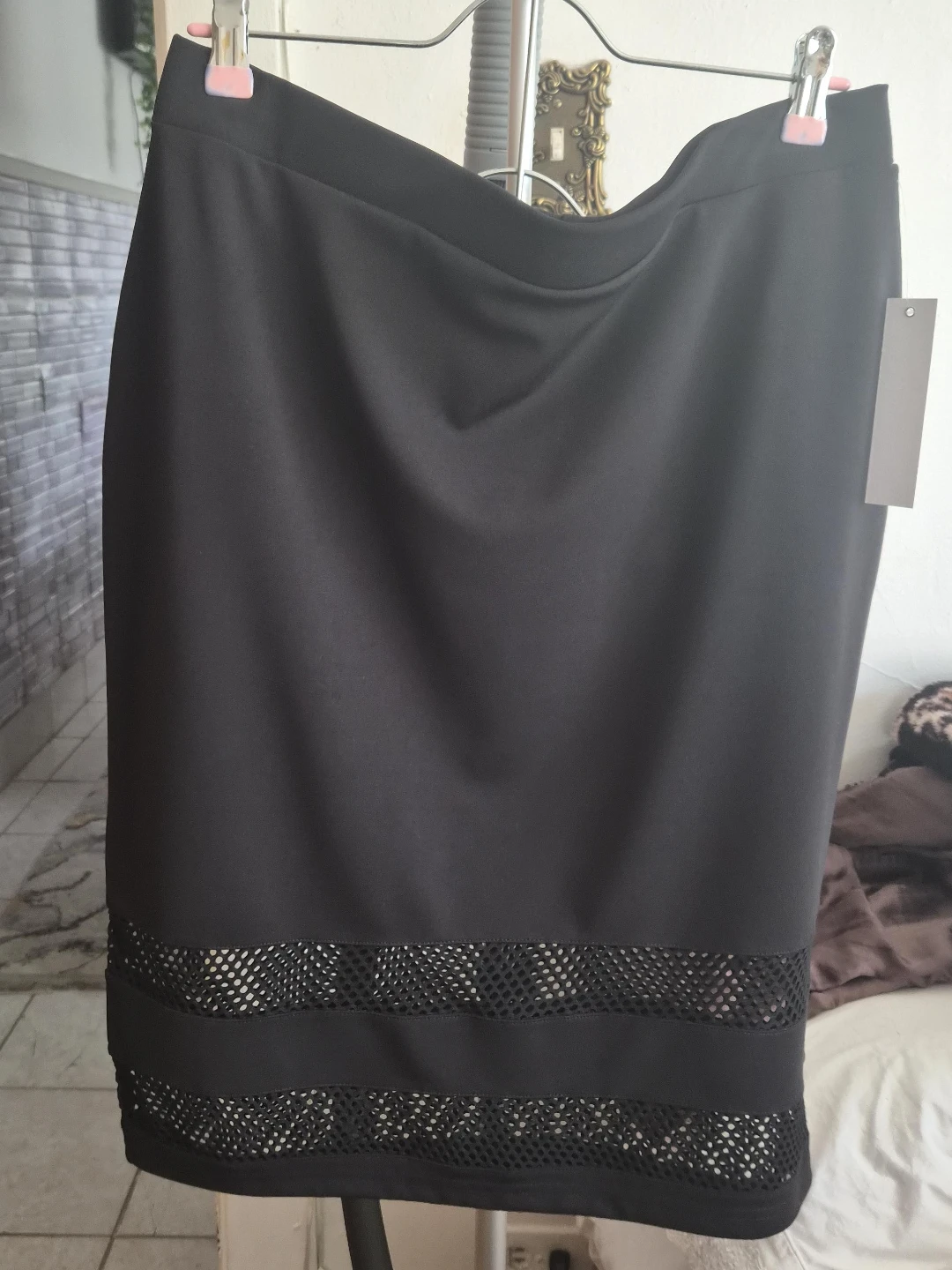 Black Skirt with Mesh Detail